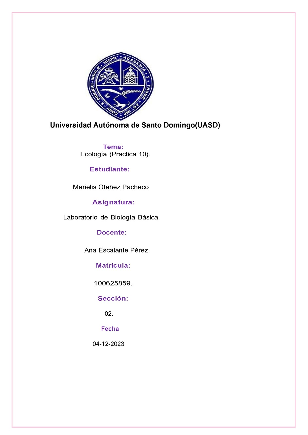 Unidad 10 DE Laboratorio DE Biologia - Universidad Autónoma De Santo ...