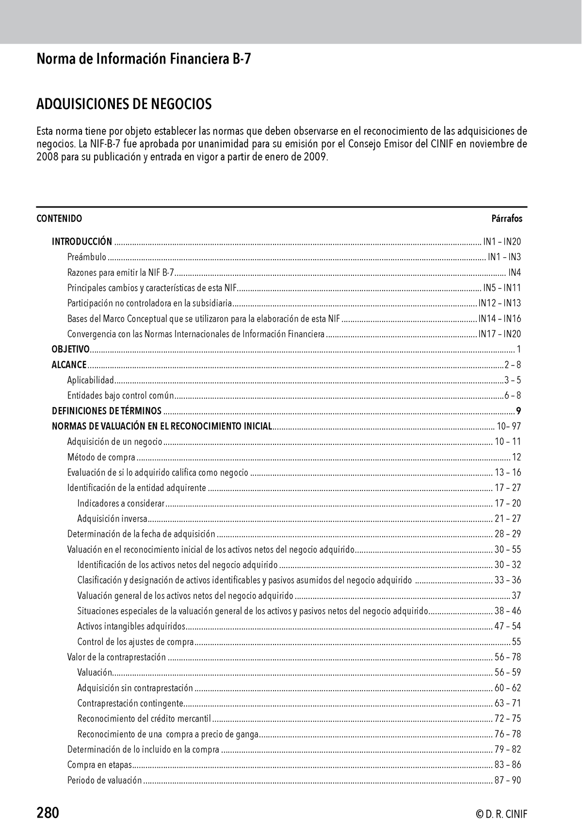 16. NIF B-7 Adquisiciones De Negocios - 280 © D. R. CINIF ADQUISICIONES ...