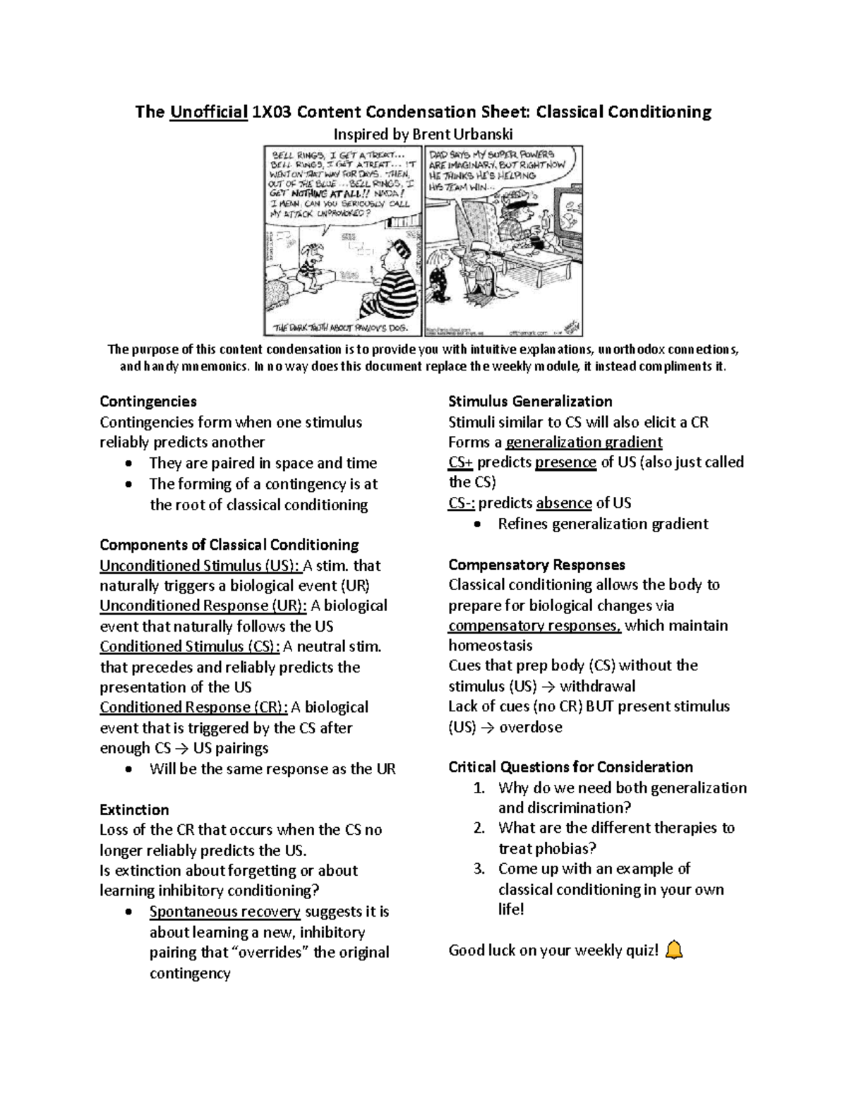 Classical Conditioning Cram Notes - The Unofficial 1X03 Content ...