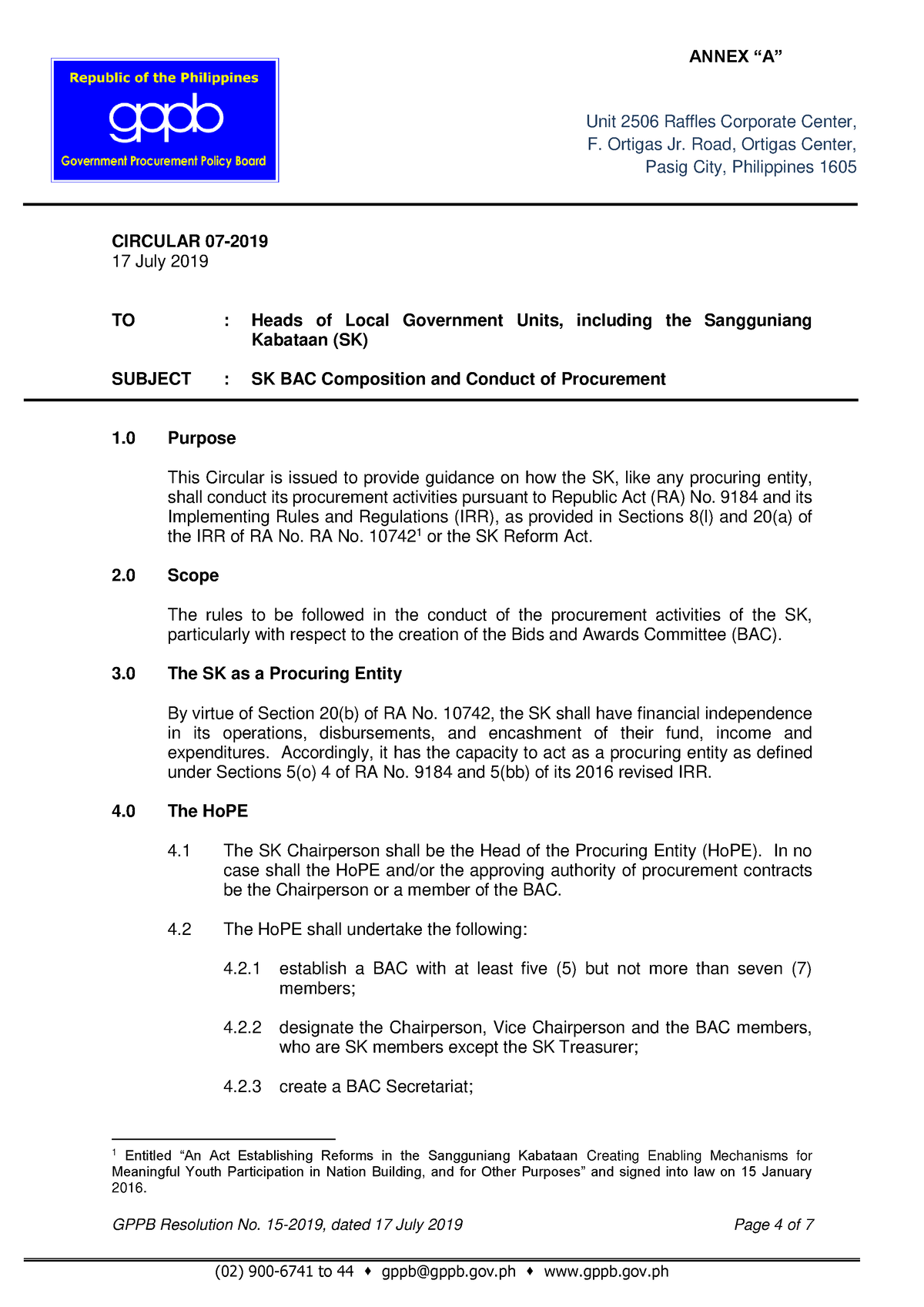 GPPB Circular No. 07-2019 - GPPB Resolution No. 15-2019, Dated 17 July ...