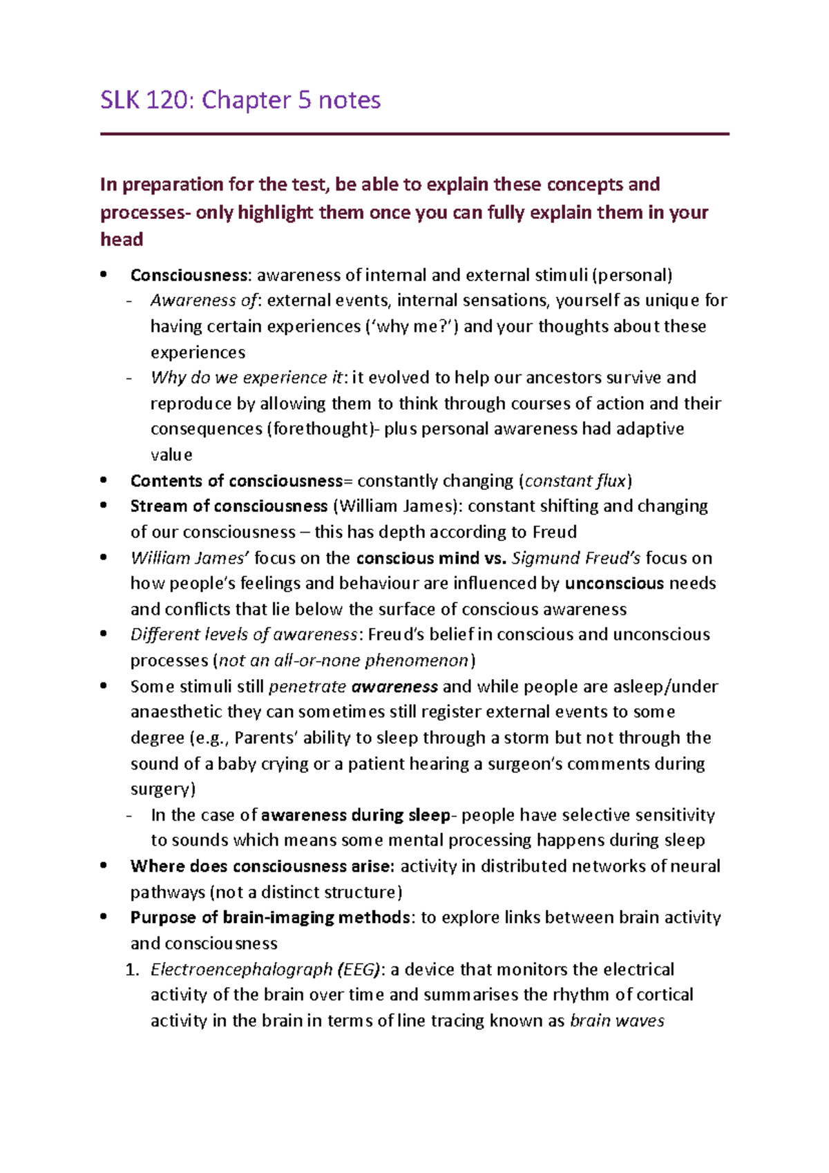 SLK 120 Chapter 5 notes - SLK 120: Chapter 5 notes In preparation for ...