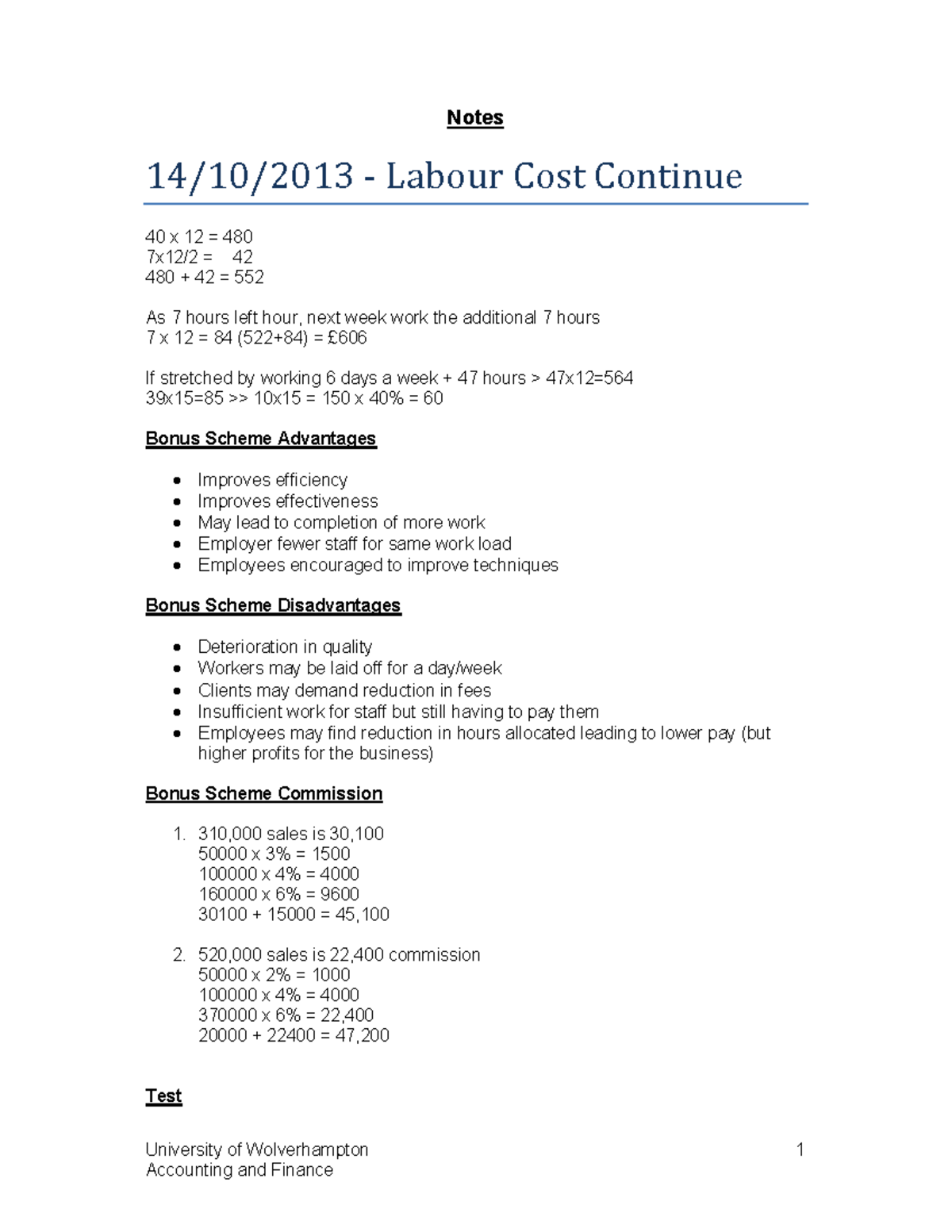 Costing Notes with Graphs - University of Wolverhampton 1 Notes 14/10 ...