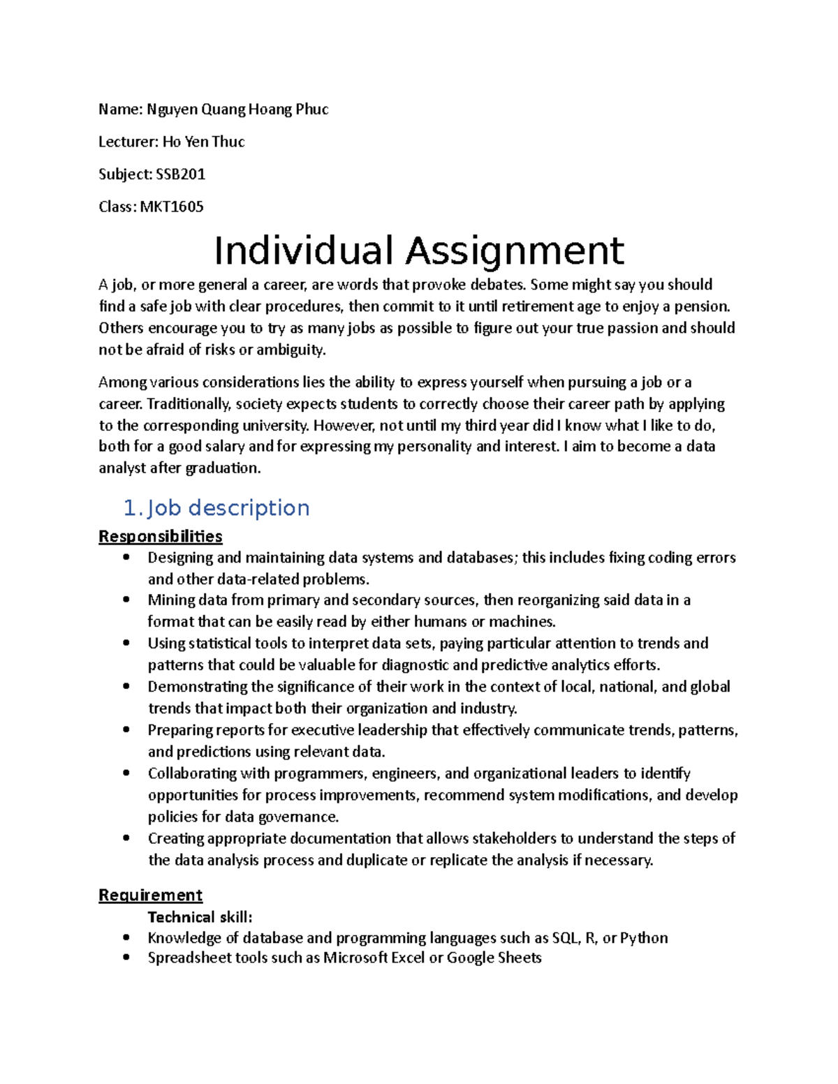 SSB201-MKT1605-Indi Assignment-Nguyen Quang Hoang Phuc - Name: Nguyen ...