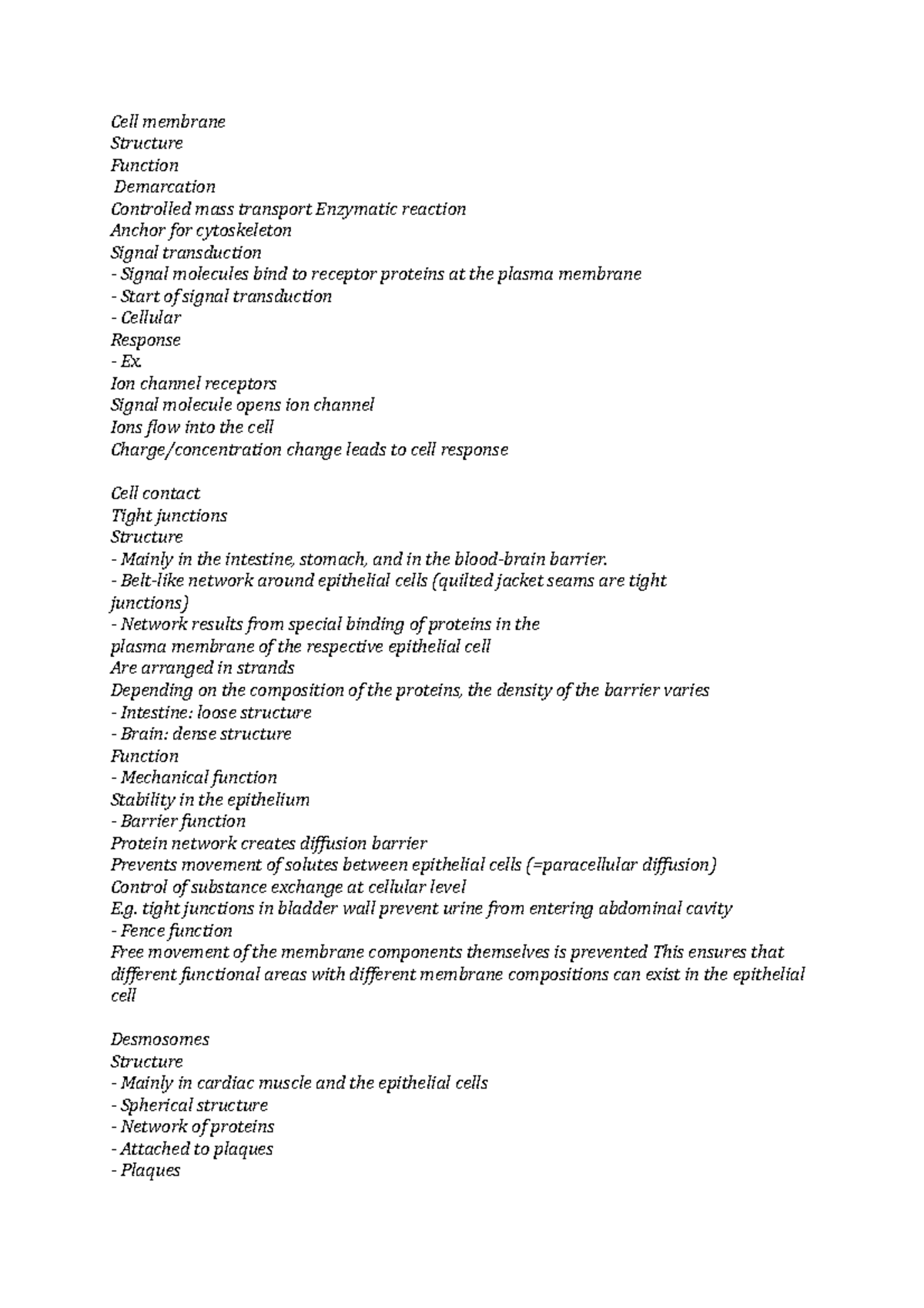 Cell membrane - Lecture notes 2 - Cell membrane Structure Function ...