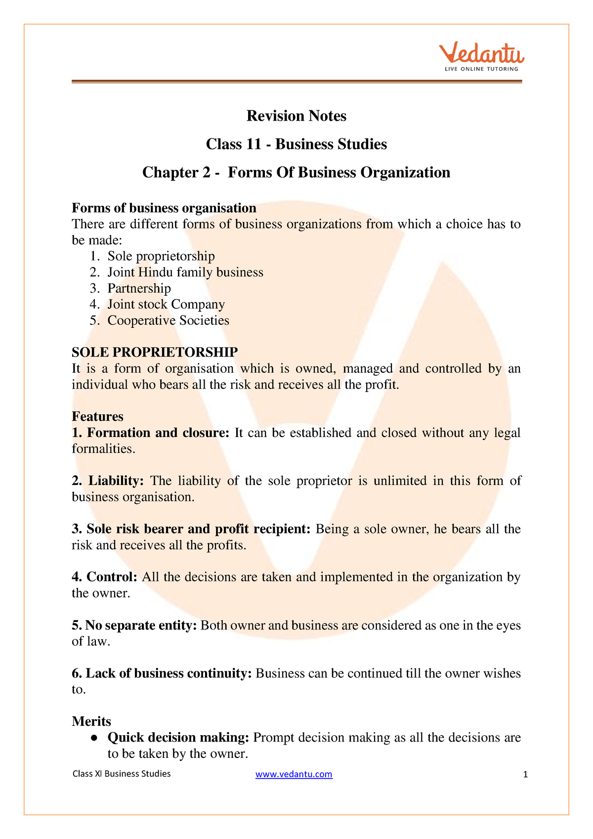 forms of business organisation assignment