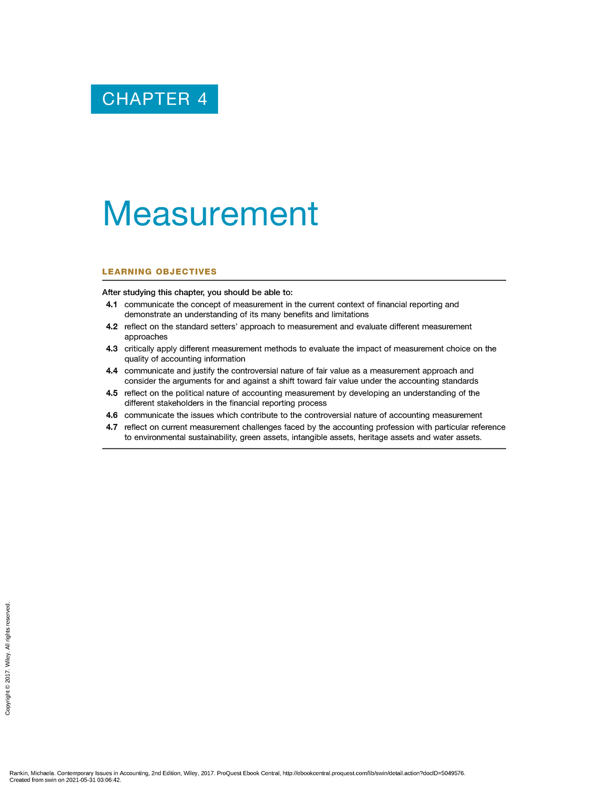 ( Chapter 4 Measurement) ( Chapter 4 Measurement) - LEARNING OBJECTIVES ...