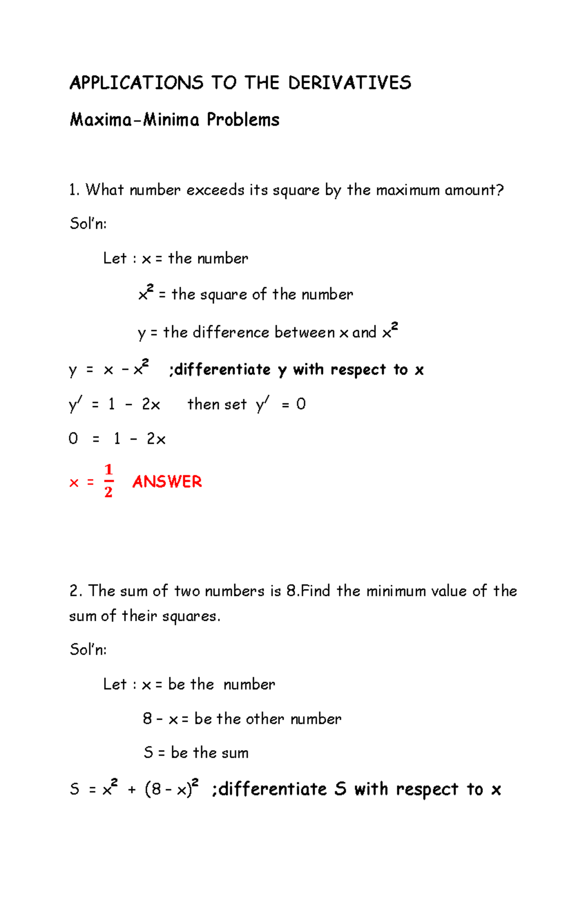 Applications TO THE Derivatives - APPLICATIONS TO THE DERIVATIVES ...