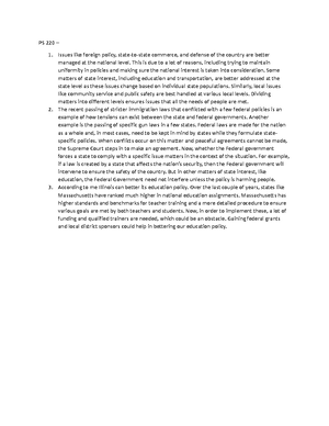 PS 220 Chapter 4 - PS 220 Notes for Ch 4 - Chapter 4: The Policy ...