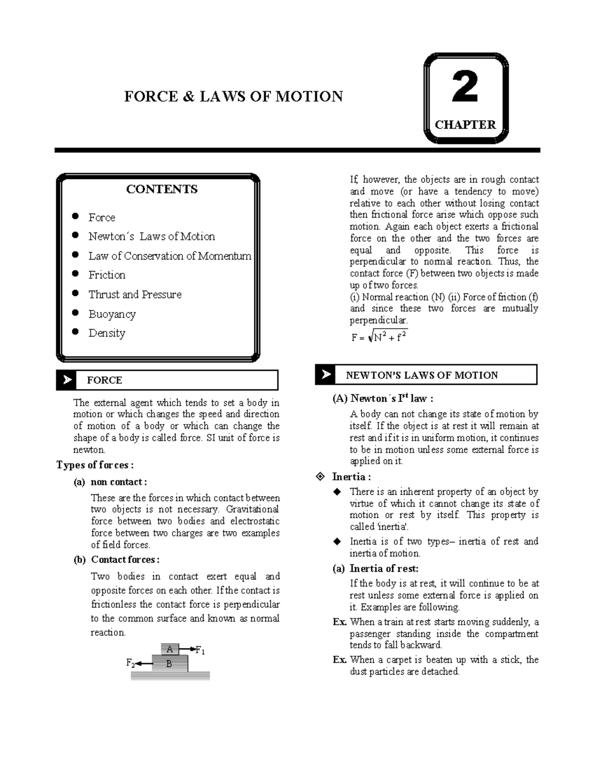 Force & LAWS OF Motion - fgf - 2 CHAPTER CONTENTS ####### Force Newton ...