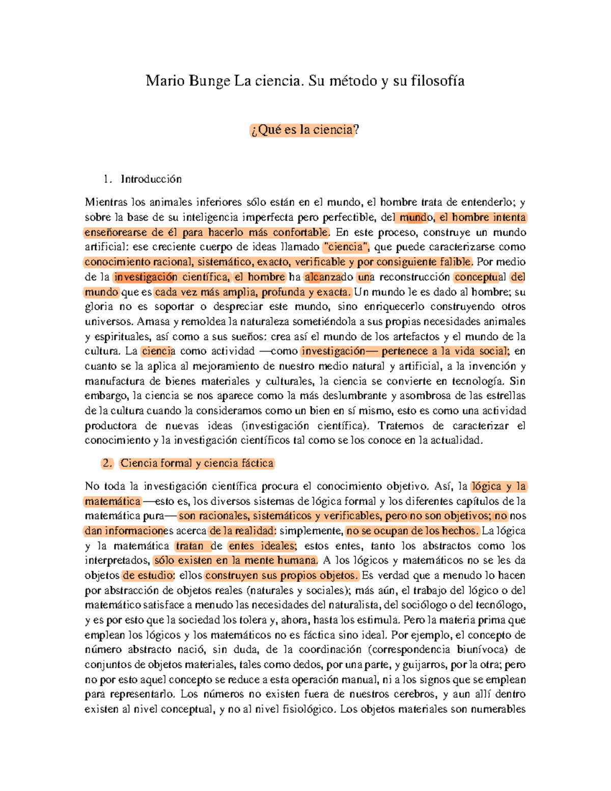 Mario Bunge ¿Qué Es La Ciencias Su Metodo Y Su Filosofia? - Mario Bunge ...