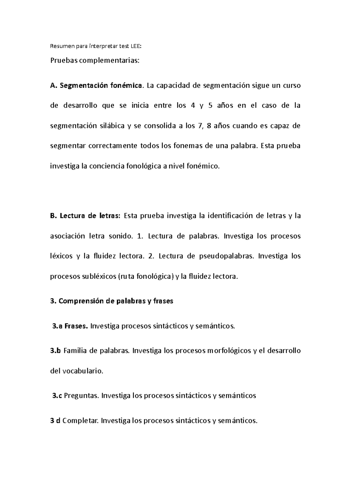 Resumen para interpretar test LEE - Resumen para interpretar test LEE ...