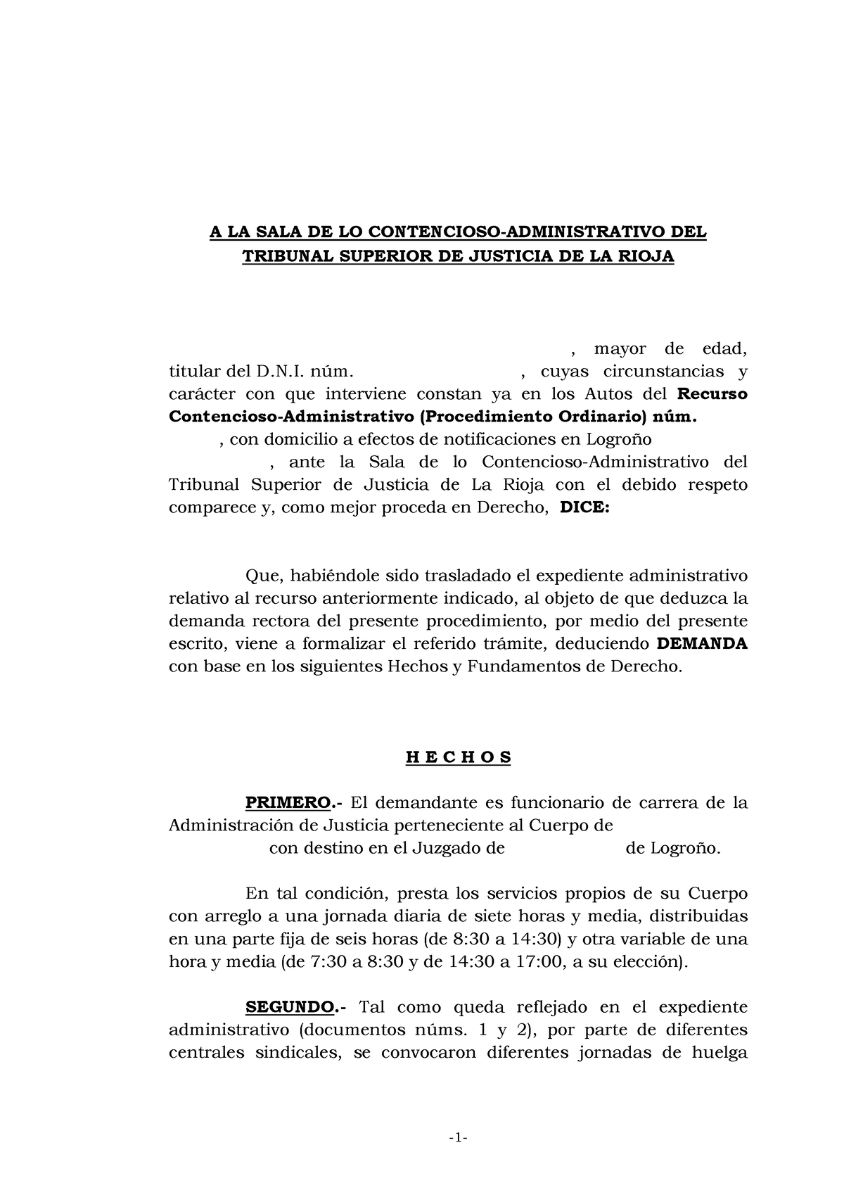 63766166 Ejemplo de Demanda Contencioso Administrativa - A LA SALA DE LO  CONTENCIOSO-ADMINISTRATIVO - Studocu