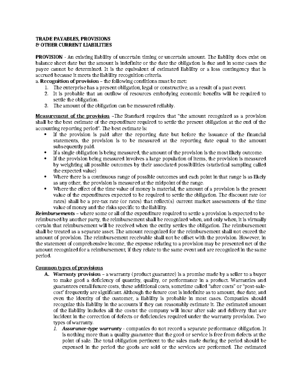 Trade Payables - TRADE PAYABLES, PROVISIONS & OTHER CURRENT LIABILITIES ...
