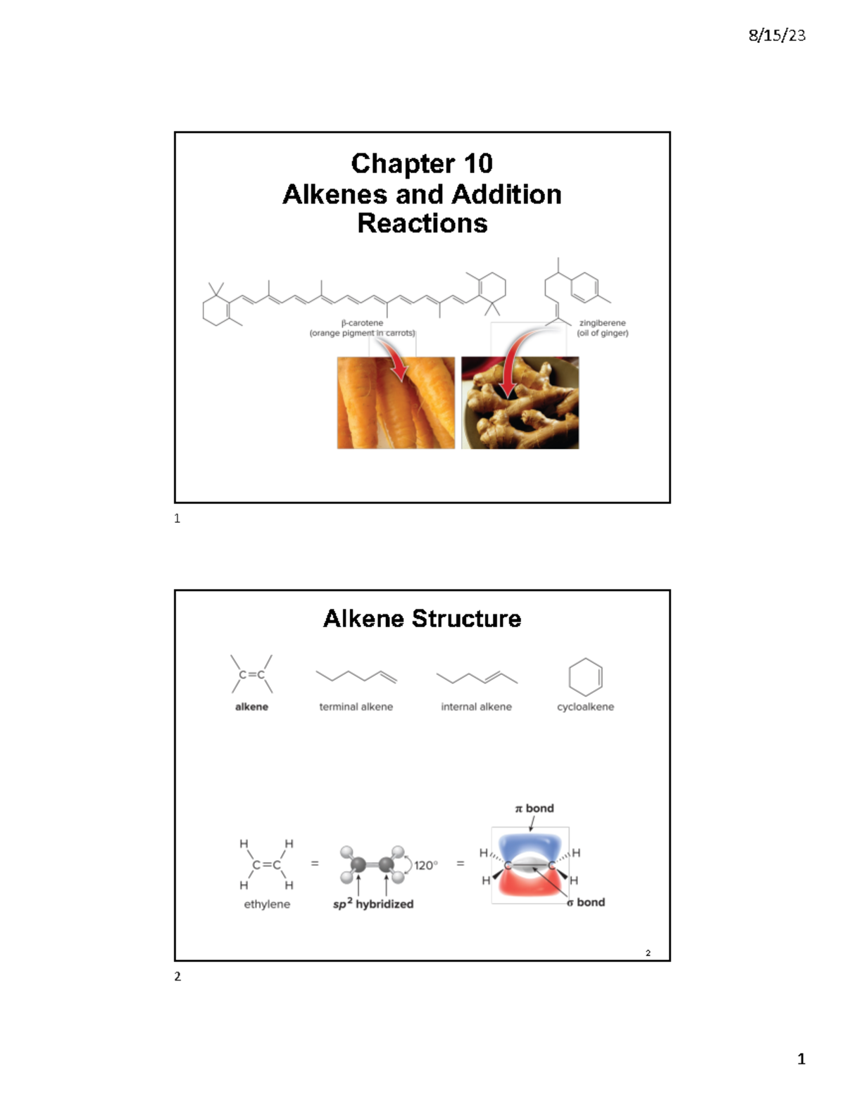 3010 Ch10 Student Notes - Chapter 10 Alkenes and Addition Reactions 1 ...