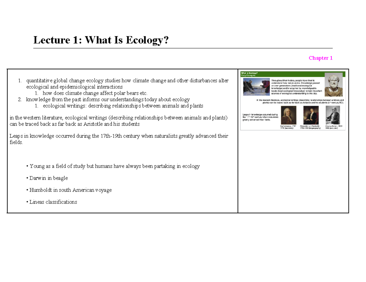 Lecture 1 What Is Ecology Lecture 1 What Is Ecology? Chapter 1 1