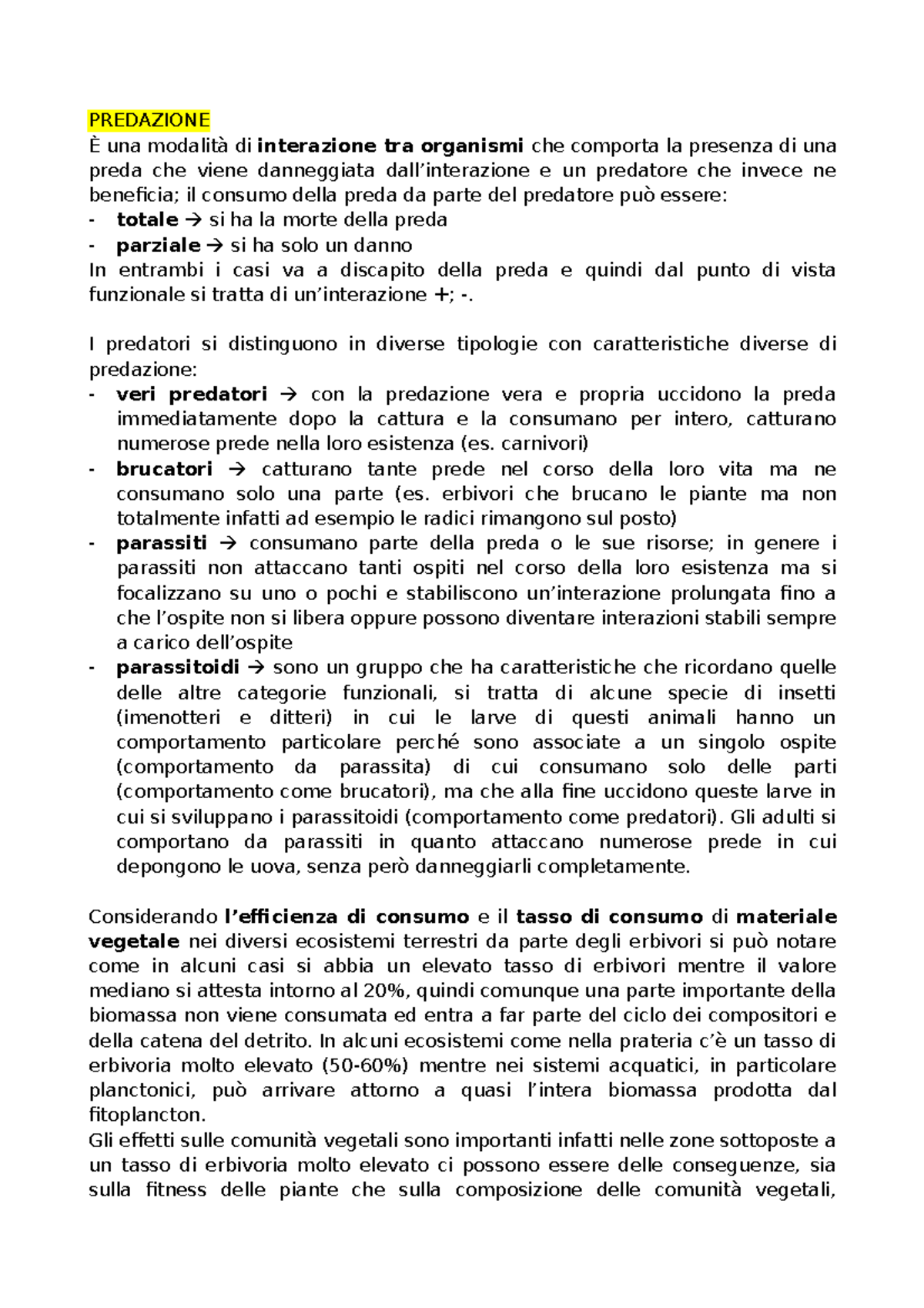Ecologia lezione 30 (04-12-20) - PREDAZIONE È una modalità di ...