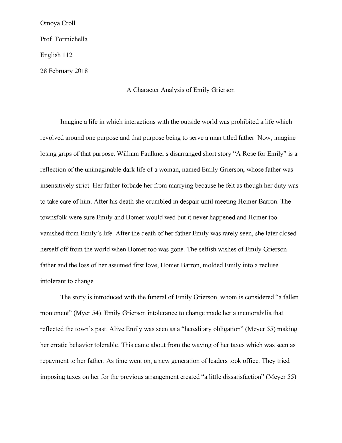 character analysis essay on emily grierson