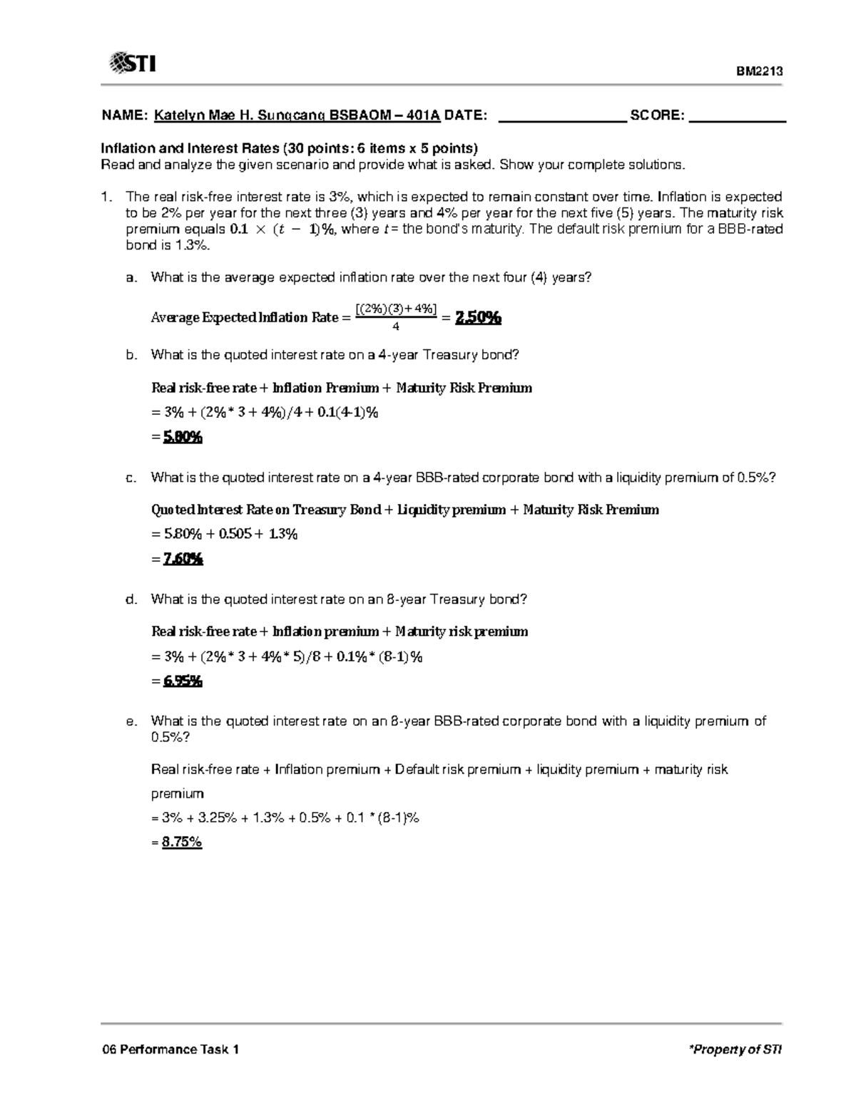 06 Performance Task 1 - BM 06 Performance Task 1 *Property of STI NAME ...