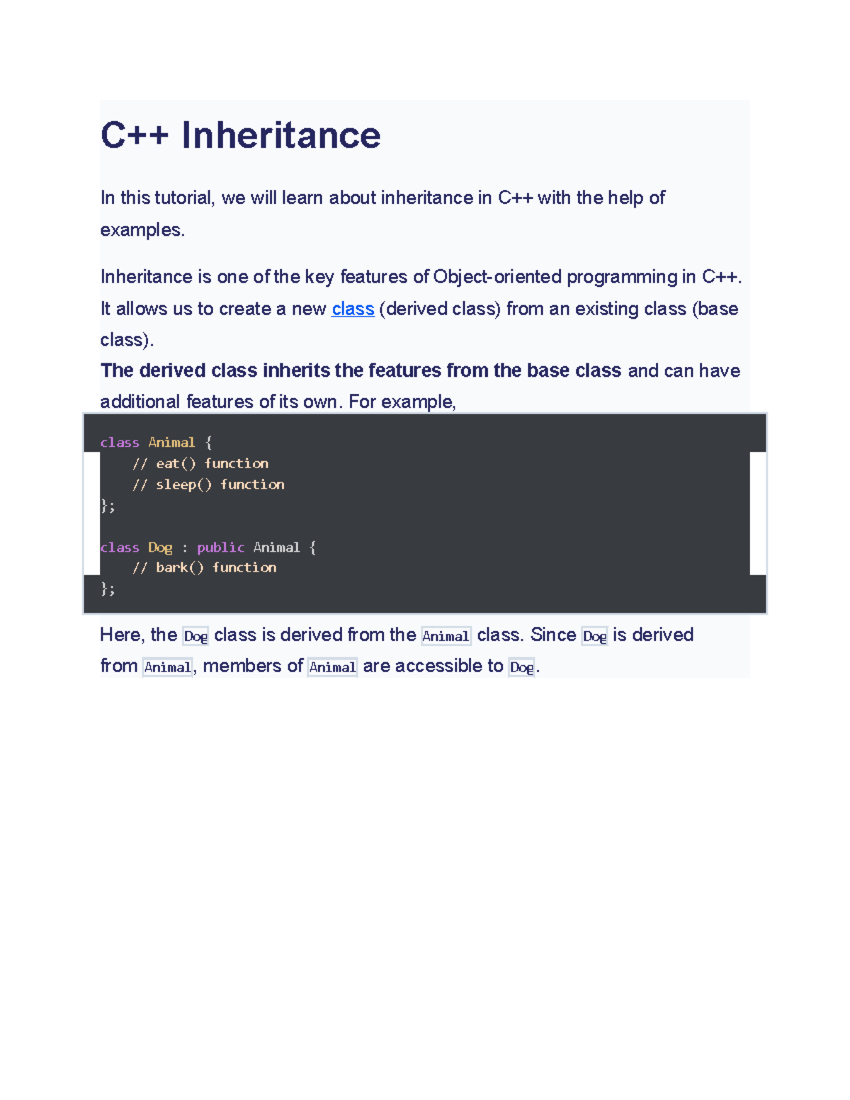 Inheritance - gcuf notes - C++ Inheritance In this tutorial, we will ...