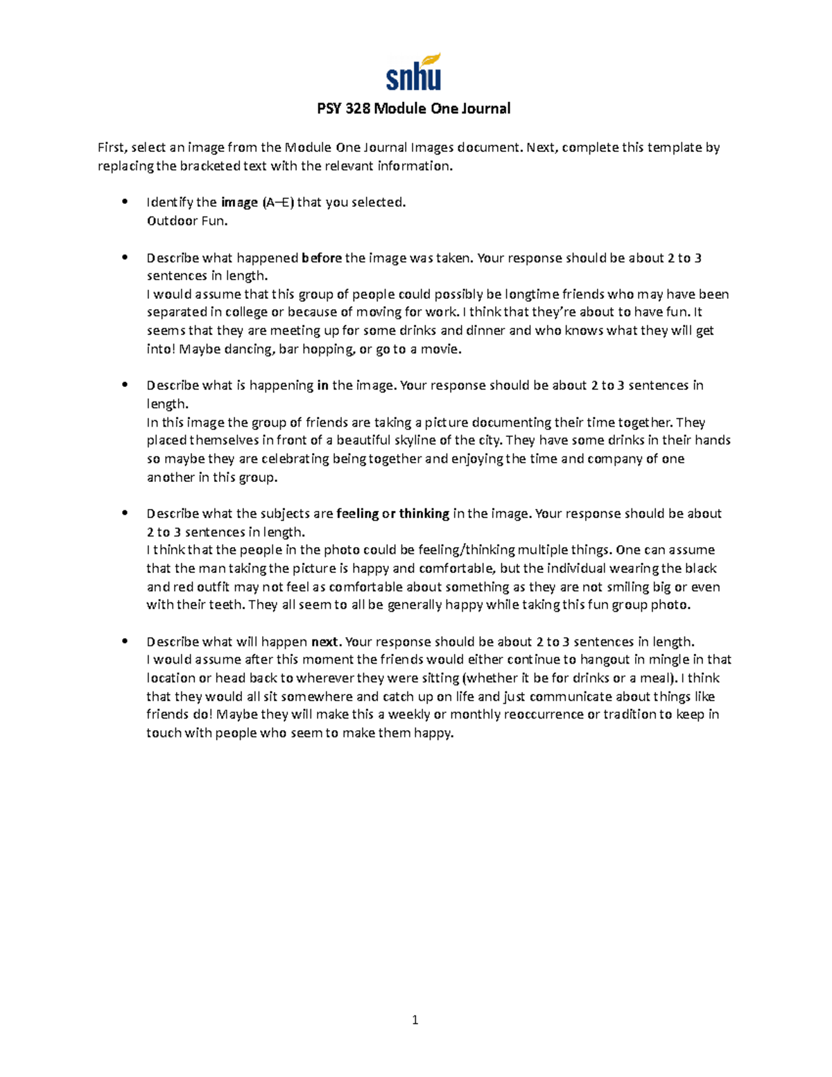 PSY 328 Module One Journal - PSY 328 Module One Journal First, Select ...