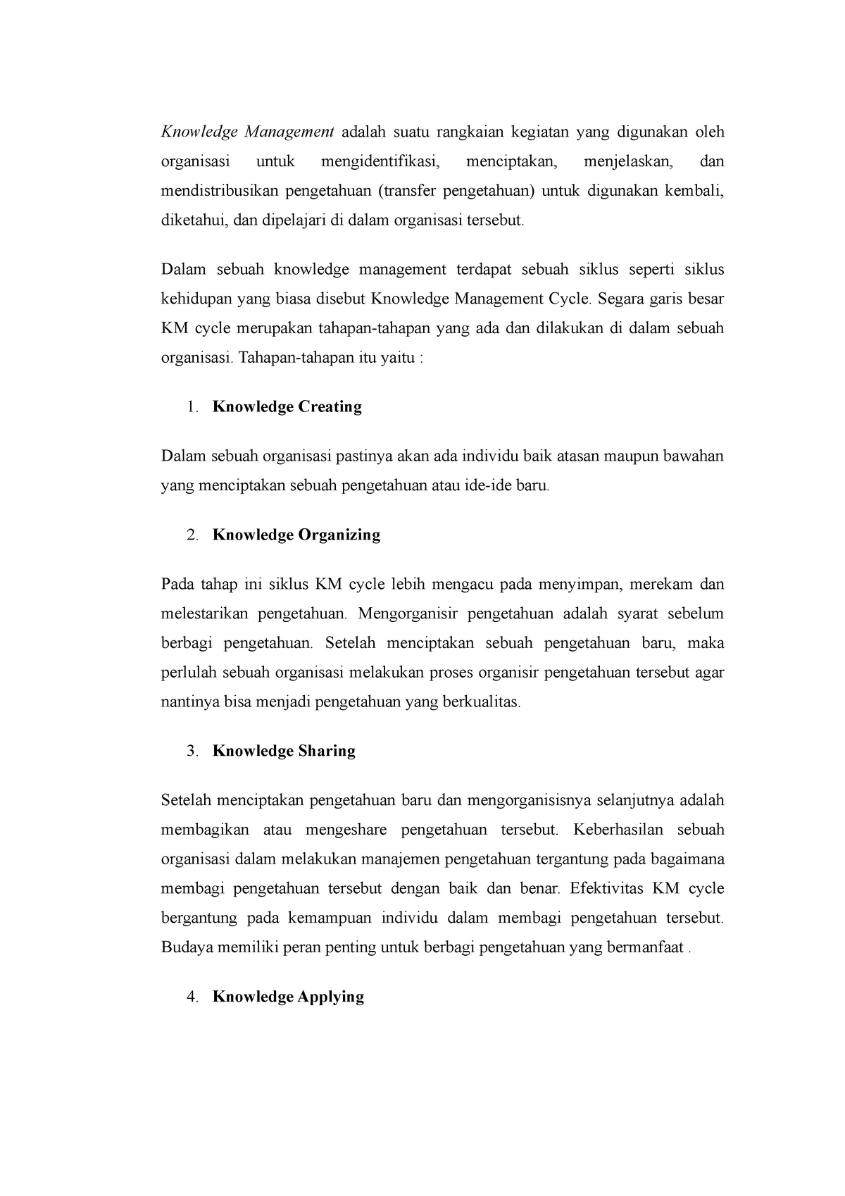 Knowledge Management Cycle - Knowledge Management Adalah Suatu ...