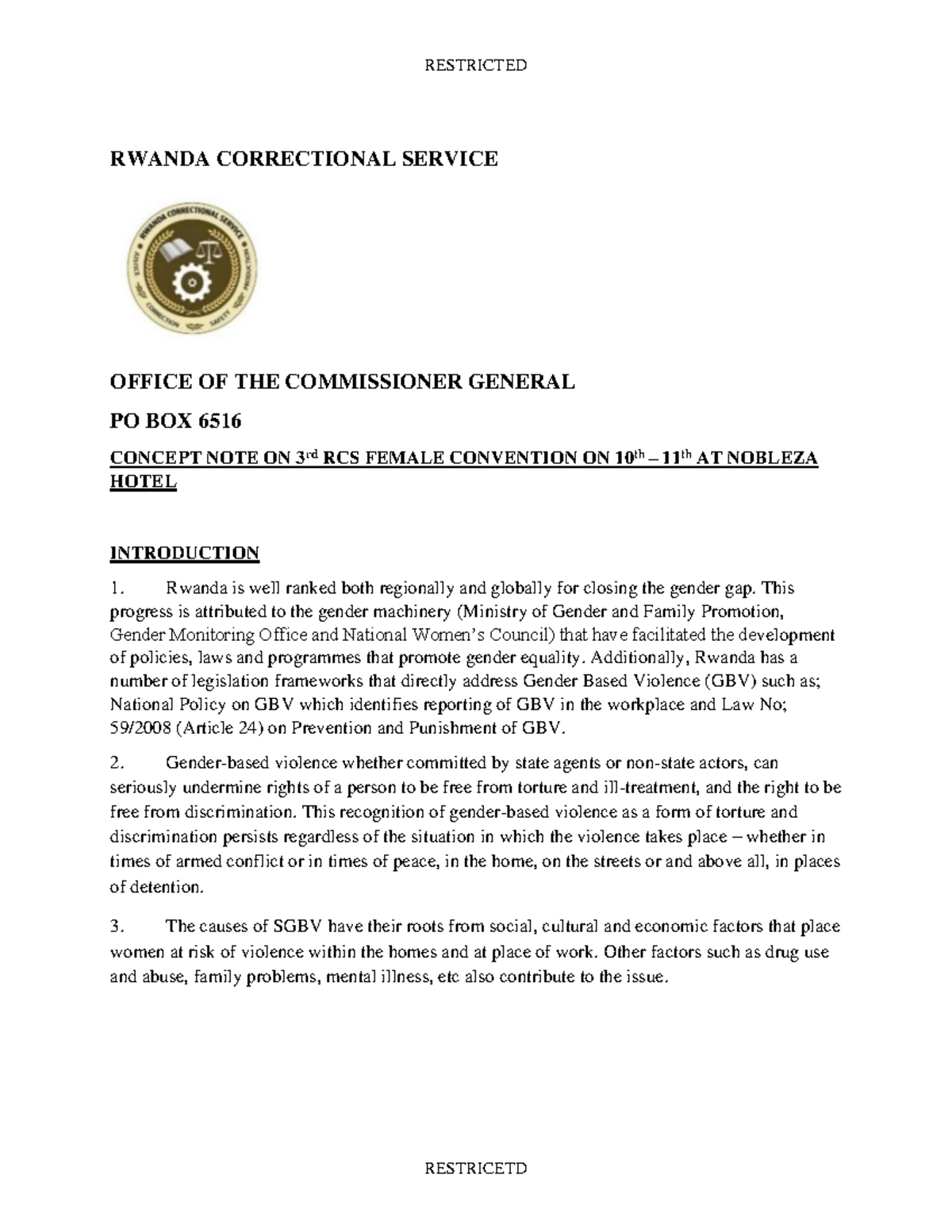 RCS women convention - PSCSC06 - RWANDA CORRECTIONAL SERVICE OFFICE OF ...