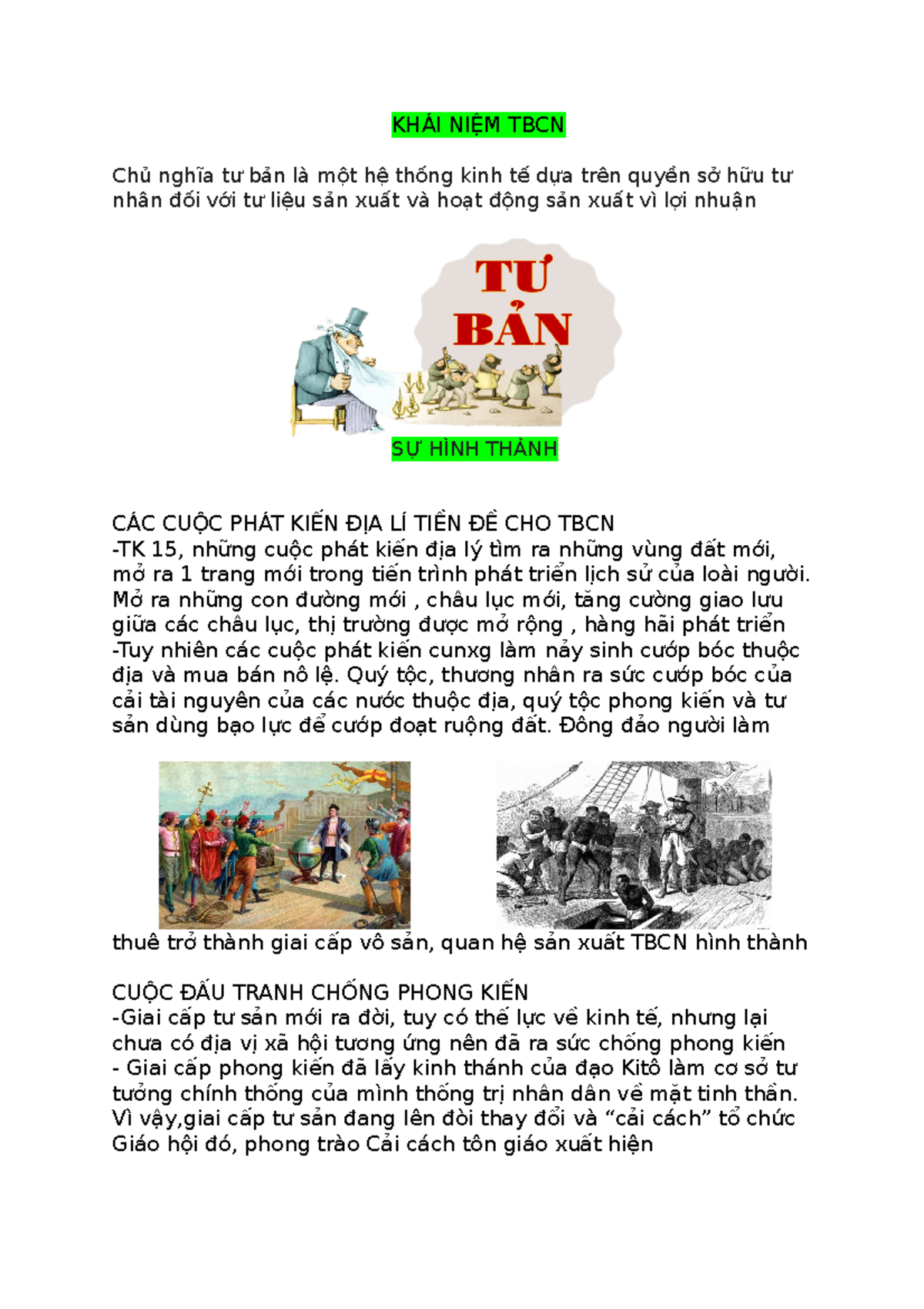Bản sao Bản sao Sơ lược TBCN (chi tiết) - KHÁI NIỆM TBCN Chủ nghĩa tư ...