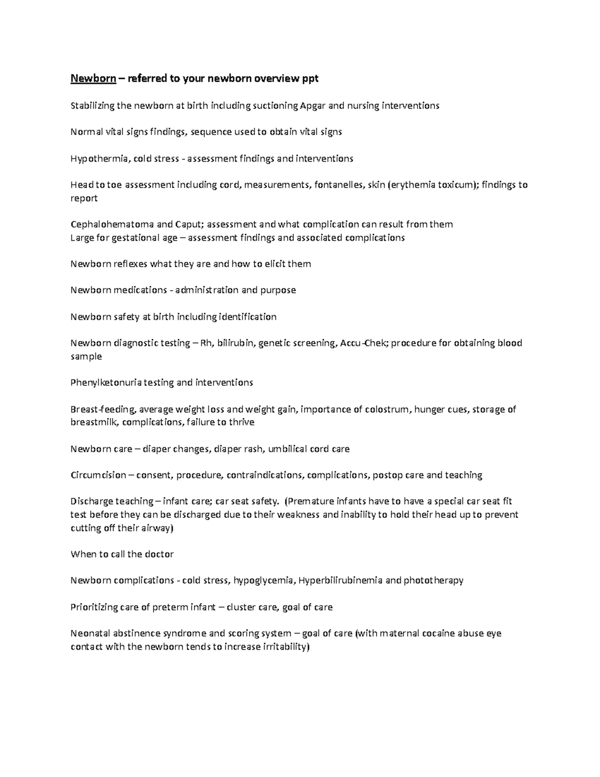 Newborn Take away points Newborn referred to your newborn overview