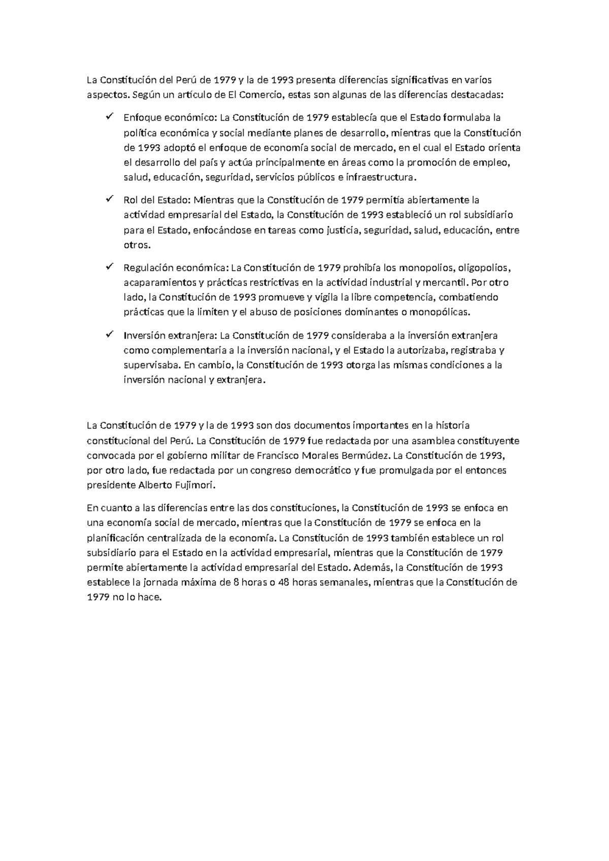 La Constitución Del Perú De 1979 Y La De 1993 Presenta Diferencias ...