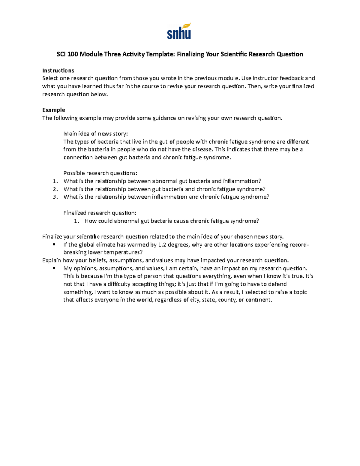 Natural Science 3-2 Activity Finalizing Your Scientific Question - SCI ...