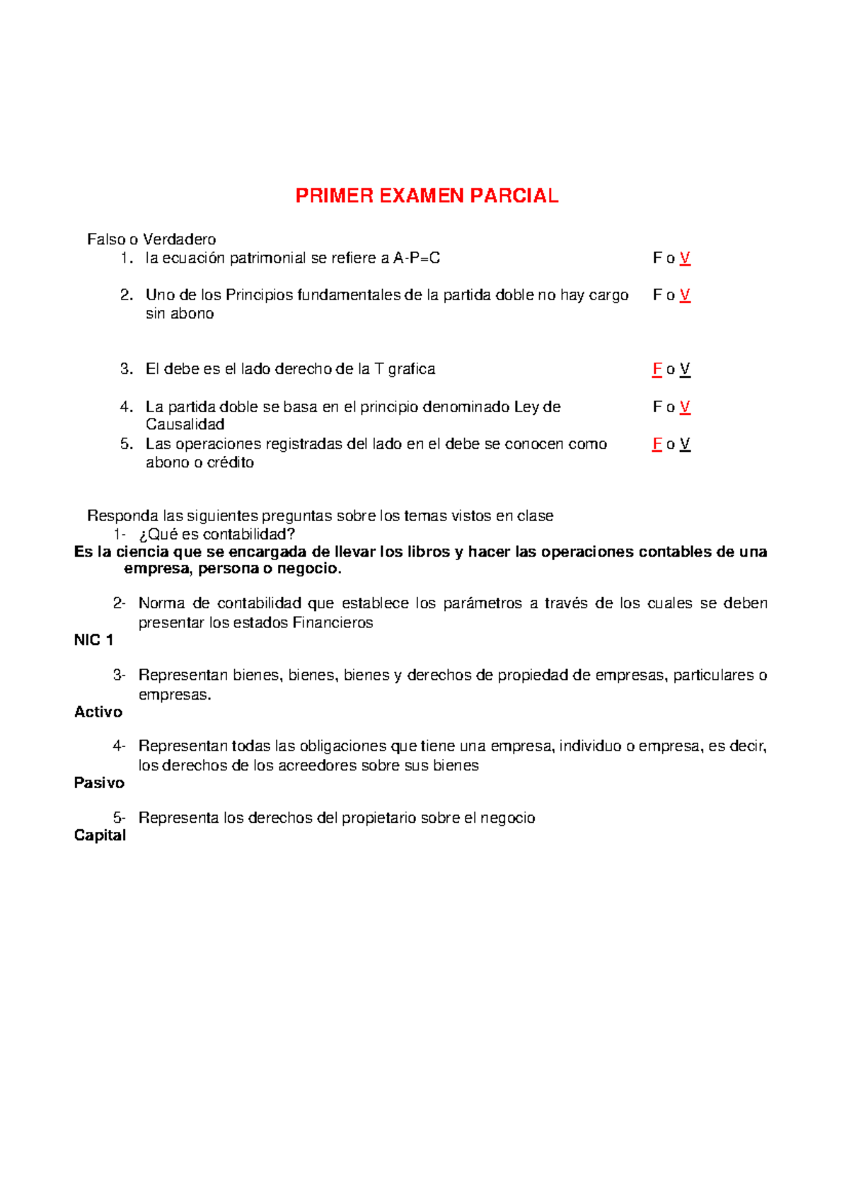 Material PACE Primer Parcial Contabilidad I PRIMER EXAMEN PARCIAL