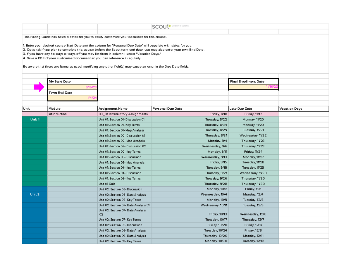 Copy of APHG-I Pacing Guide - APHG I - This Pacing Guide has been ...