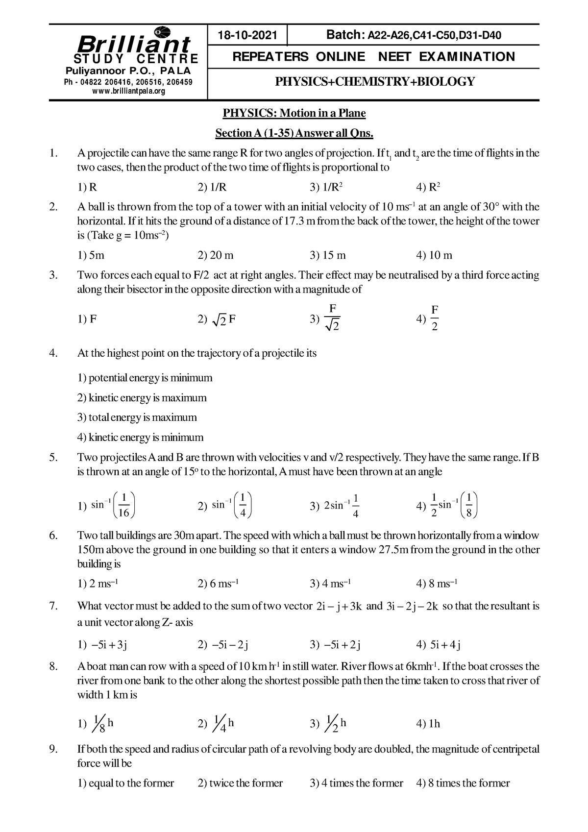 a22-a26-c41-c50-d31-d40-motion-in-a-plane-18-10-21-neet-new