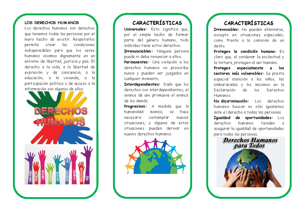 Triptico de derechos humanos 4 - LOS DERECHOS HUMANOS Los derechos ...