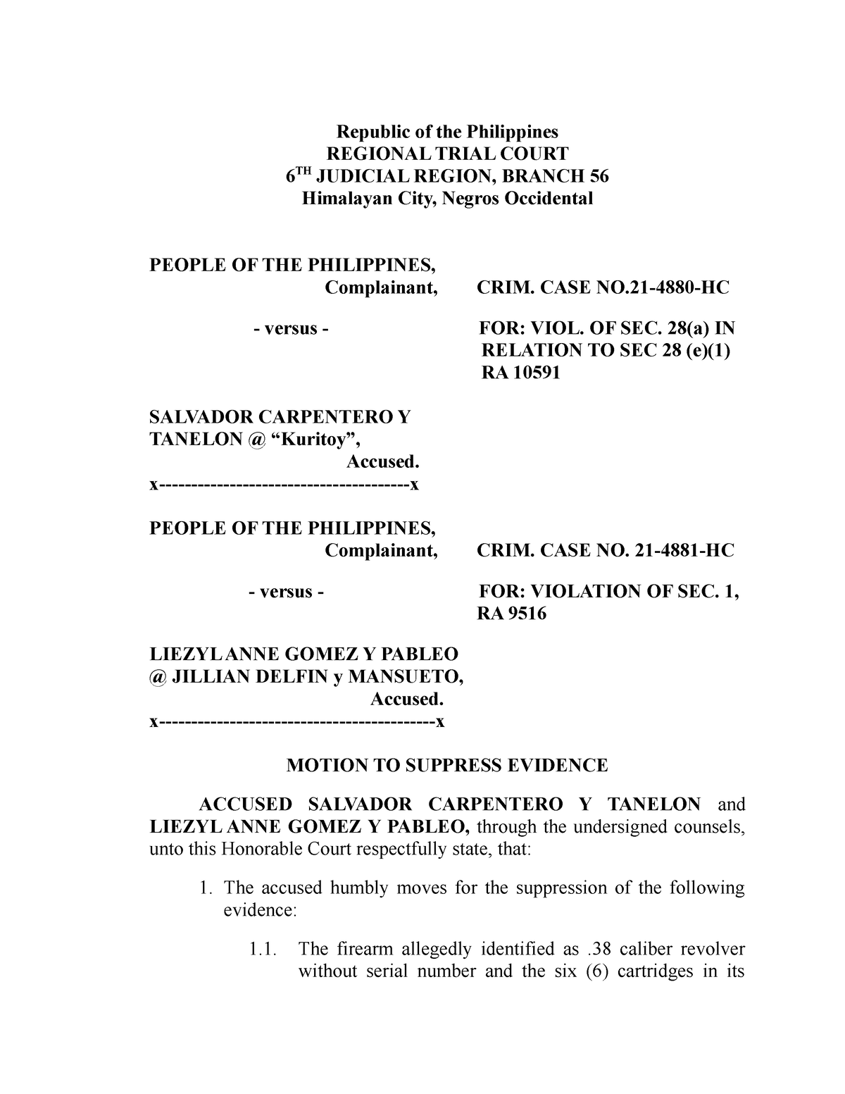 presentation of defense evidence philippines