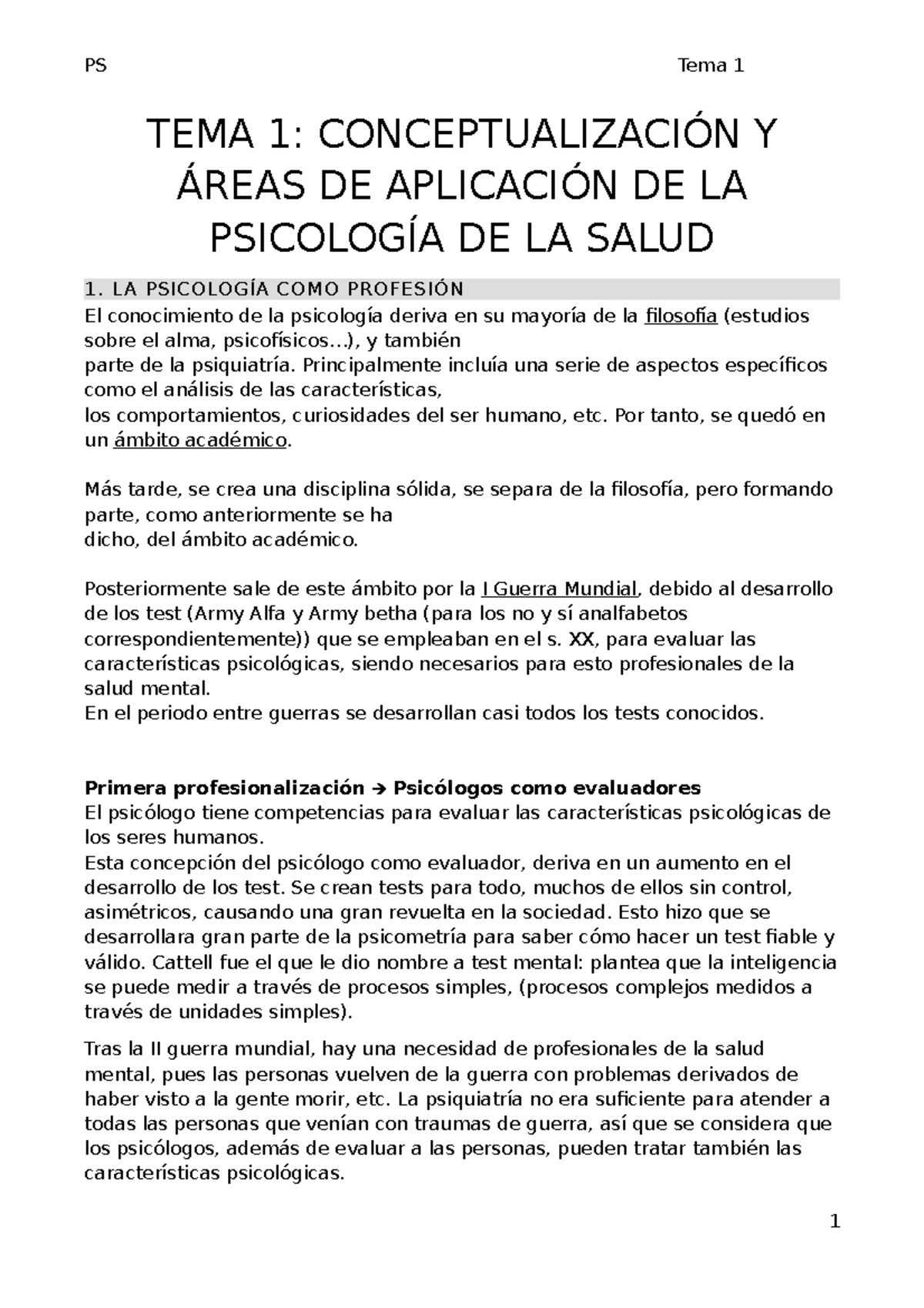 Tema 1 - Apuntes tema 1 (conceptualización psicología de la salud ...