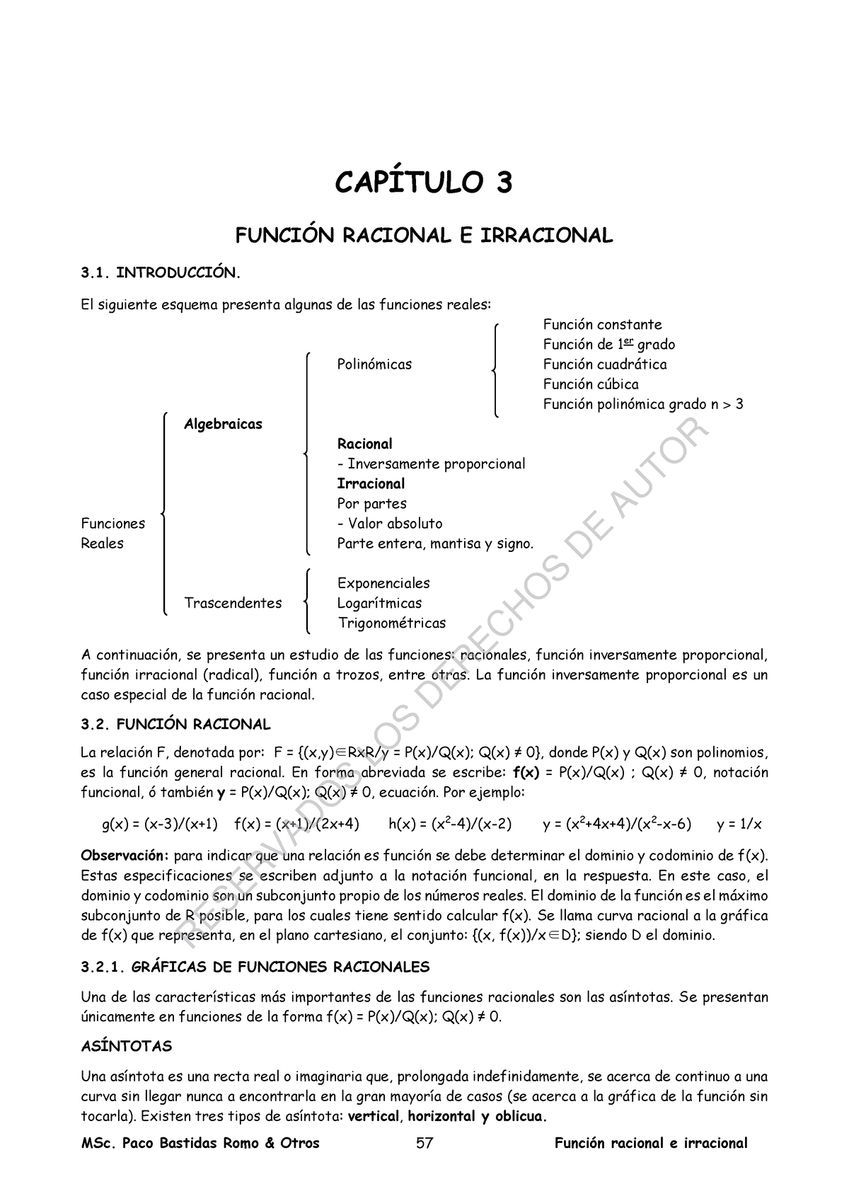 Funcion racional e irracional CAPÕTULO 3 FUNCIN RACIONAL E