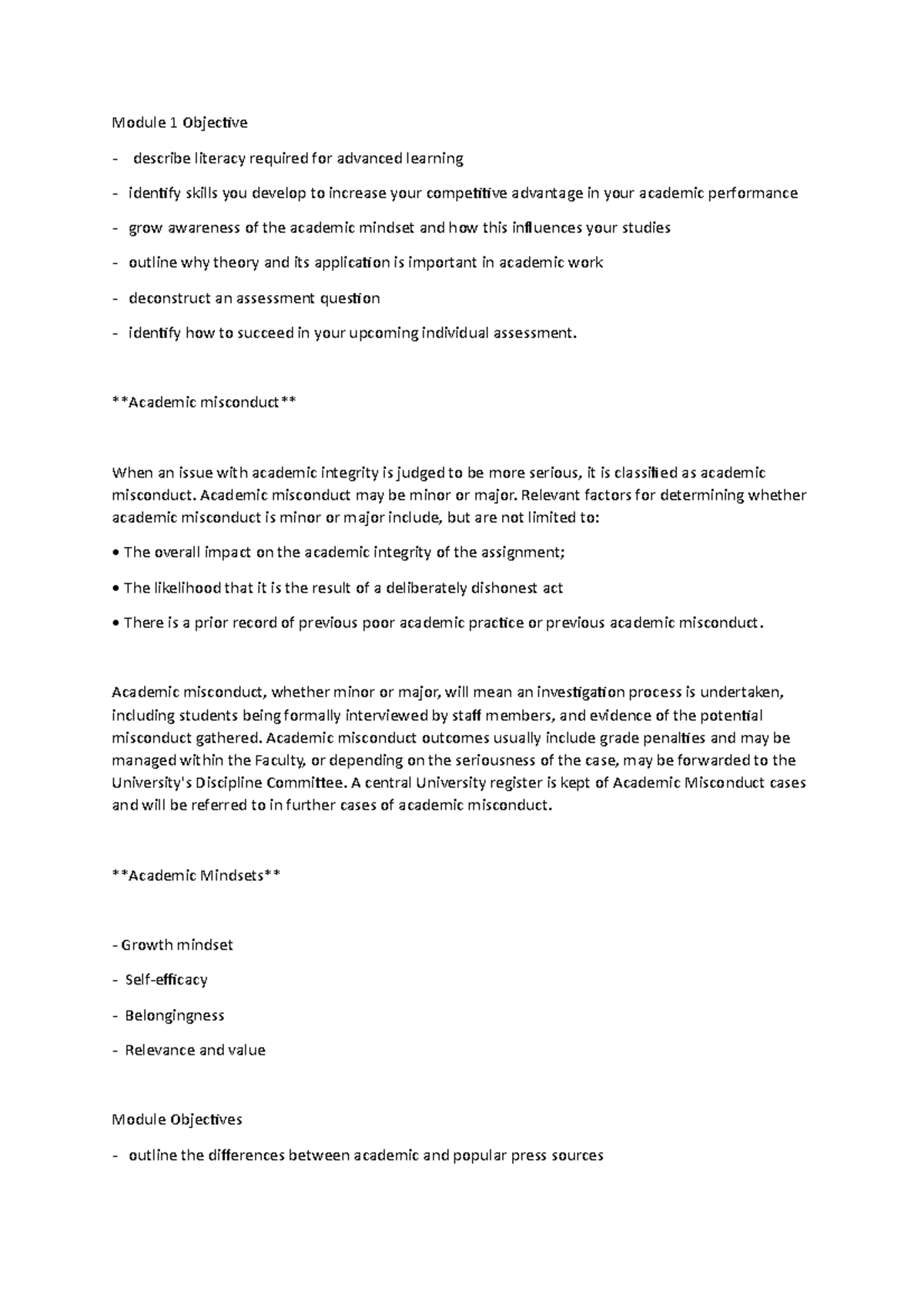 Module 1 Objective - Module 1 Objective describe literacy required for ...