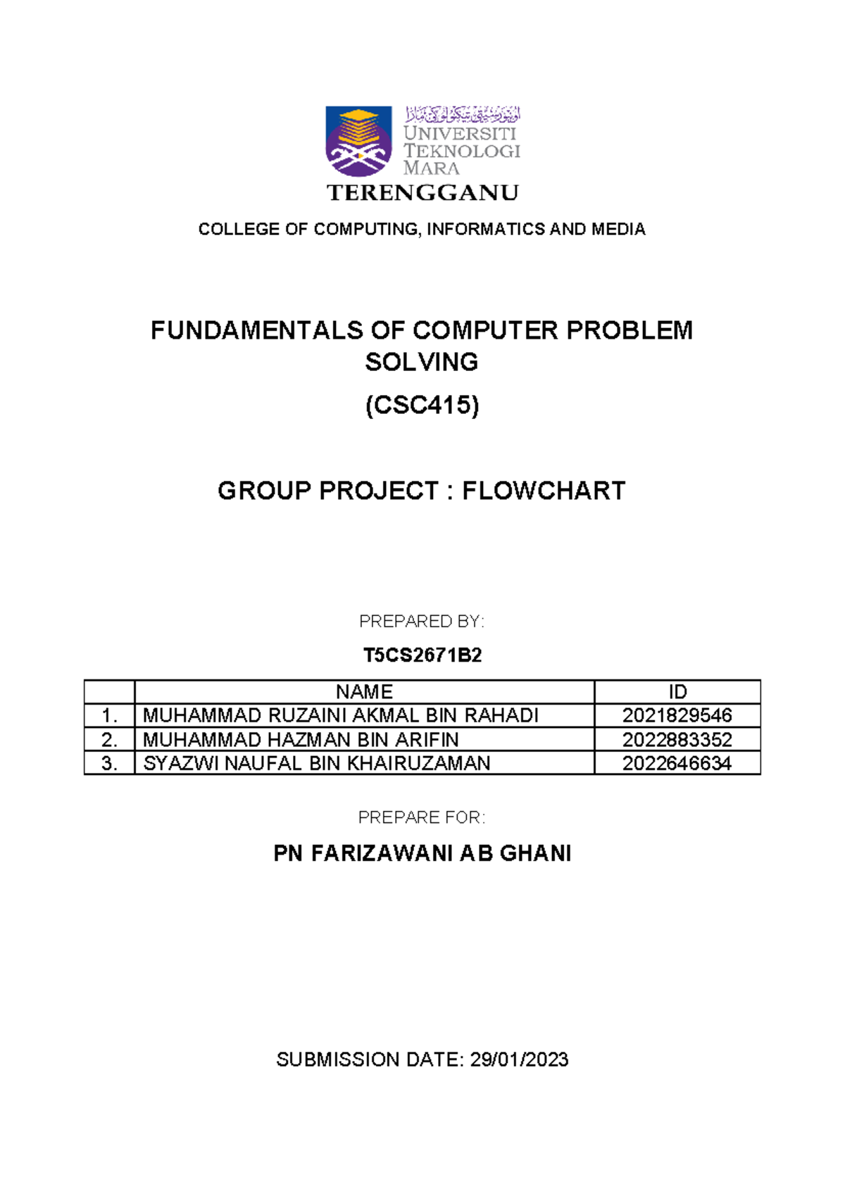 fundamentals of computer problem solving uitm