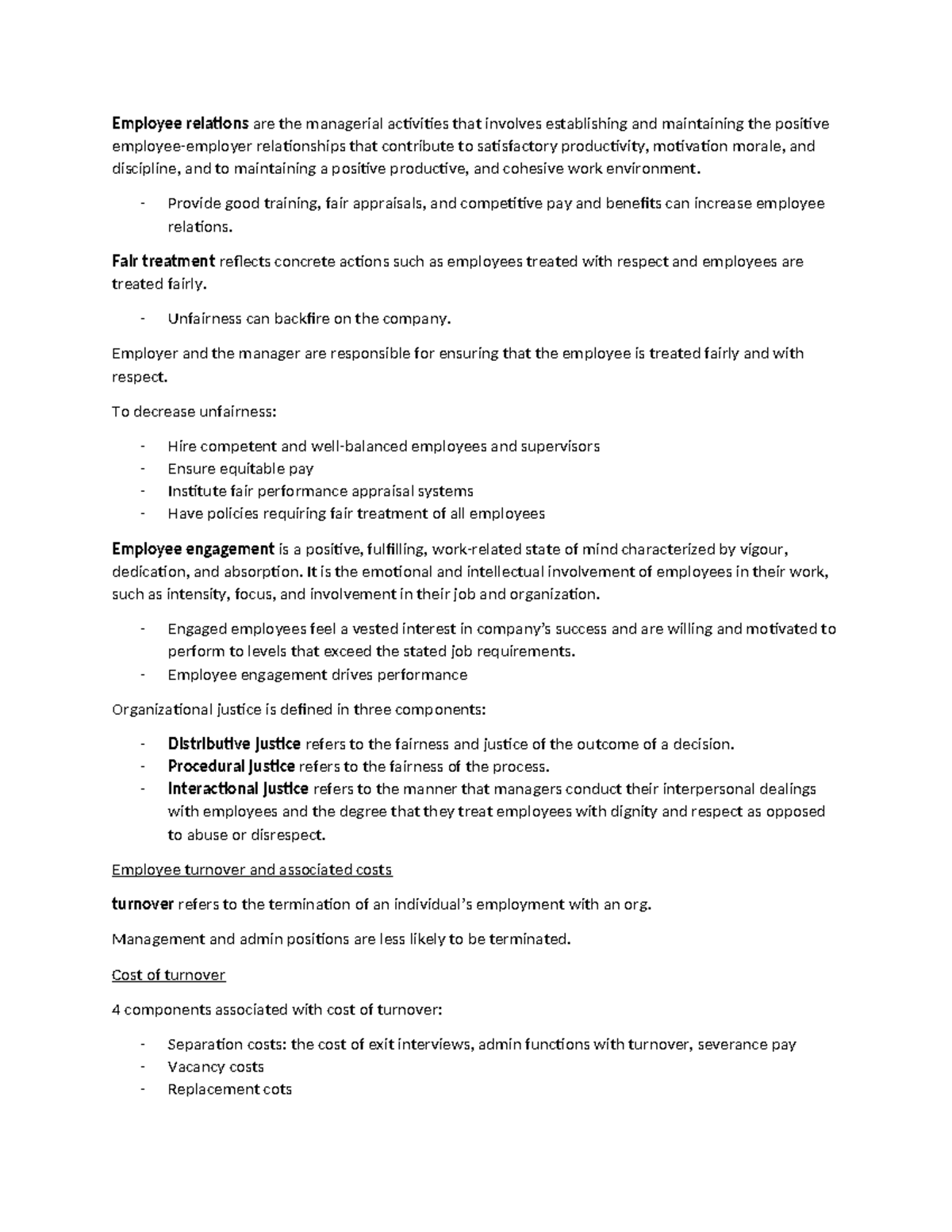 HROB2290 Chapter 15 Notes - Employee relations are the managerial ...