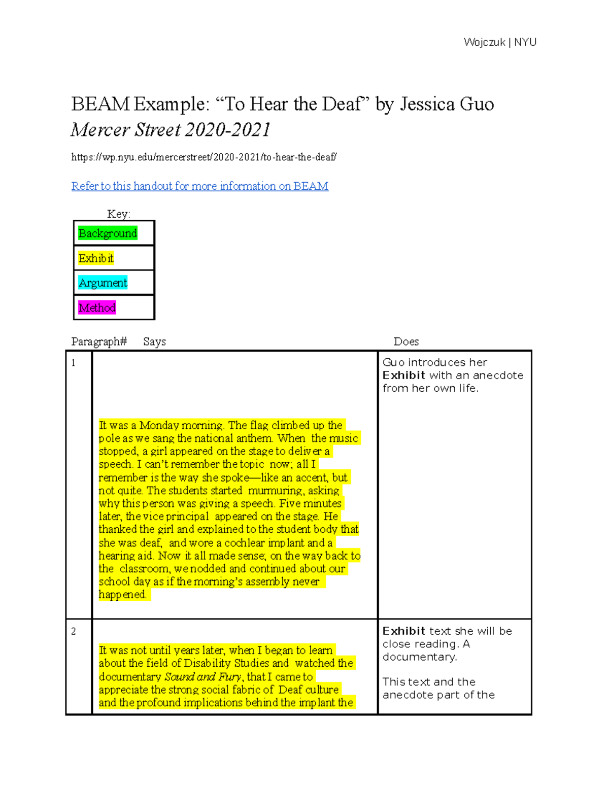 BEAM Example “To Hear the Deaf” by Jessica Guo Mercer Street 2020-2021 ...