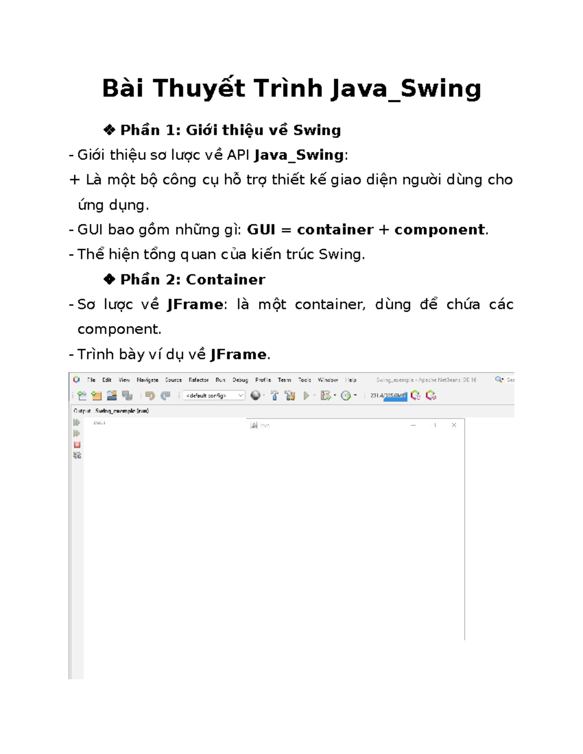 Bài thuyết trình Java Swing - Bài Thuyết Trình Java_Swing Phần 1: Giới ...