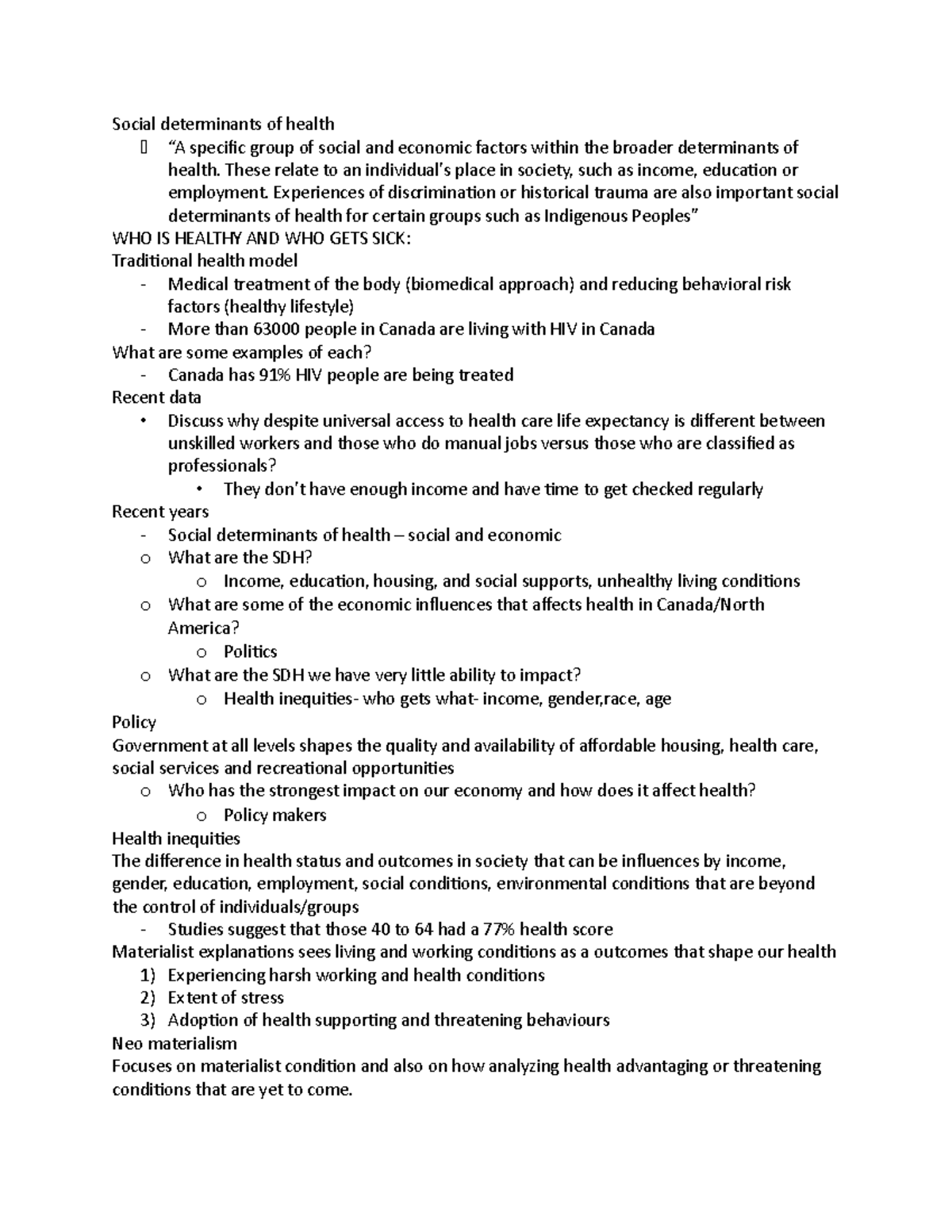 Social Determinants Of Health- Lecture Notes - Social Determinants Of ...