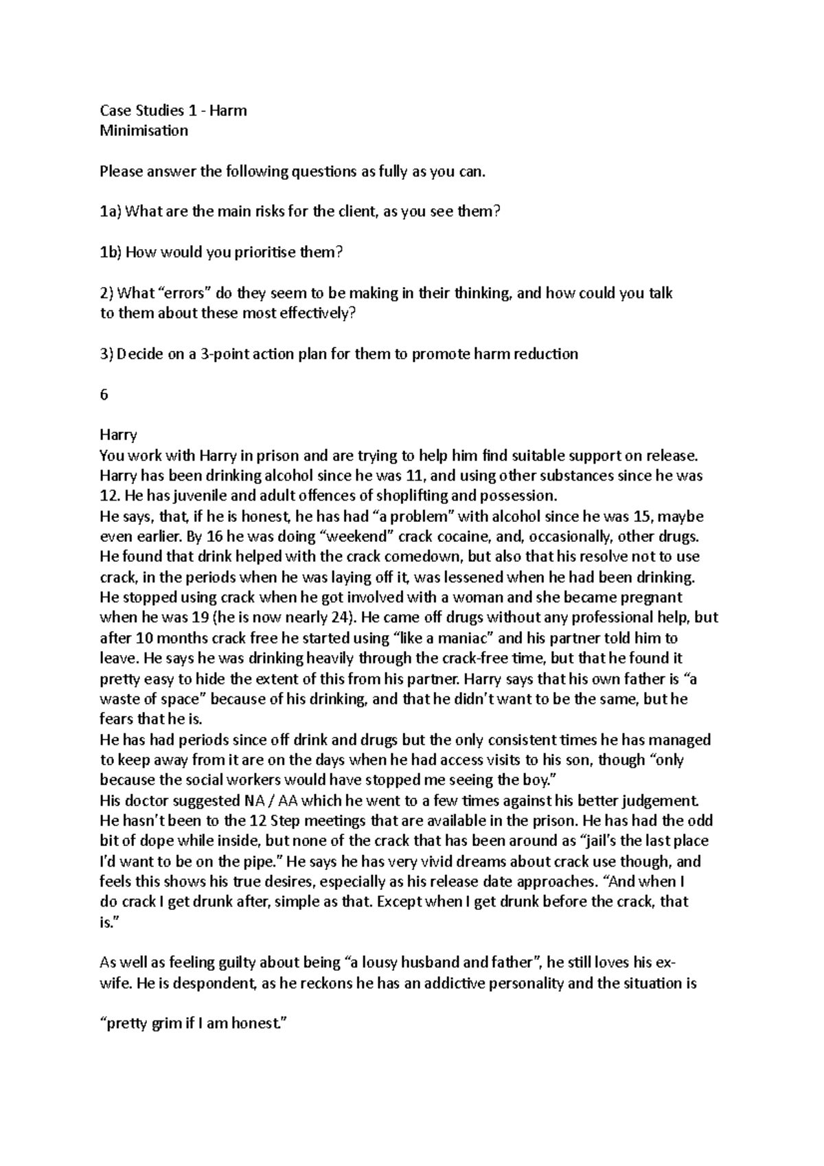 Case Studies 1 - 1a) What are the main risks for the client, as you see ...