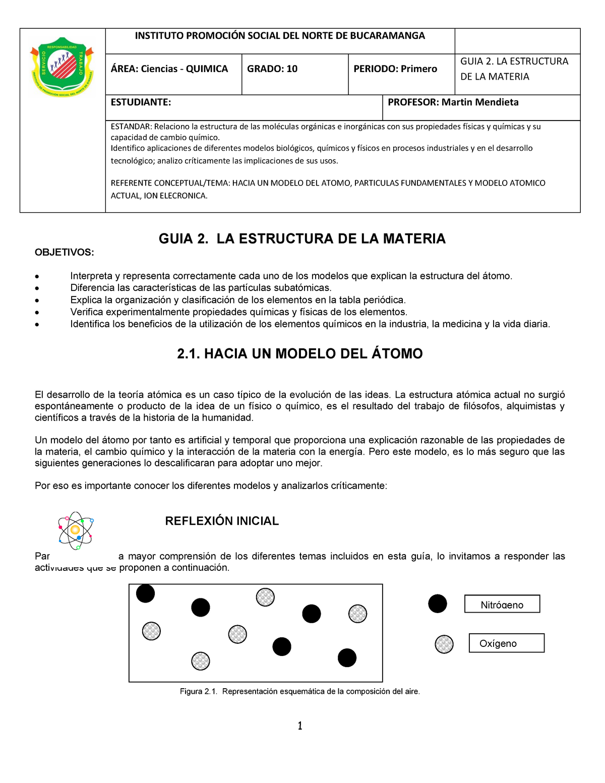 Guia 2 Estructura Atomica Quimica 10 2020 Warning Tt Undefined Function 32 Guia 2 La 3242