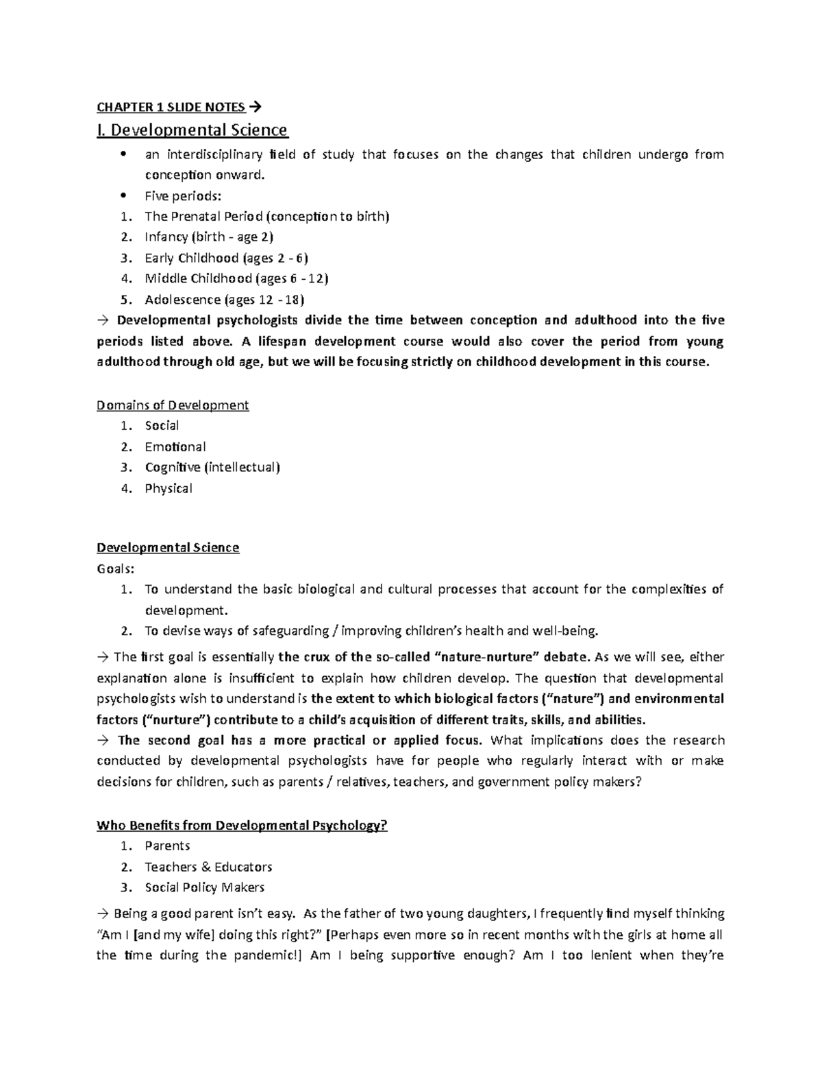 PSYCH 2040 - Lecture Notes for midterm 1 - CHAPTER 1 SLIDE NOTES → I ...