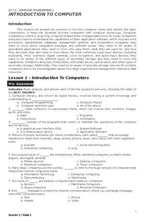 Computer- Chapter 10- CHAPTER MULTIPLE CHOICE QUESTIONS 1. E. 2. D. 3 ...