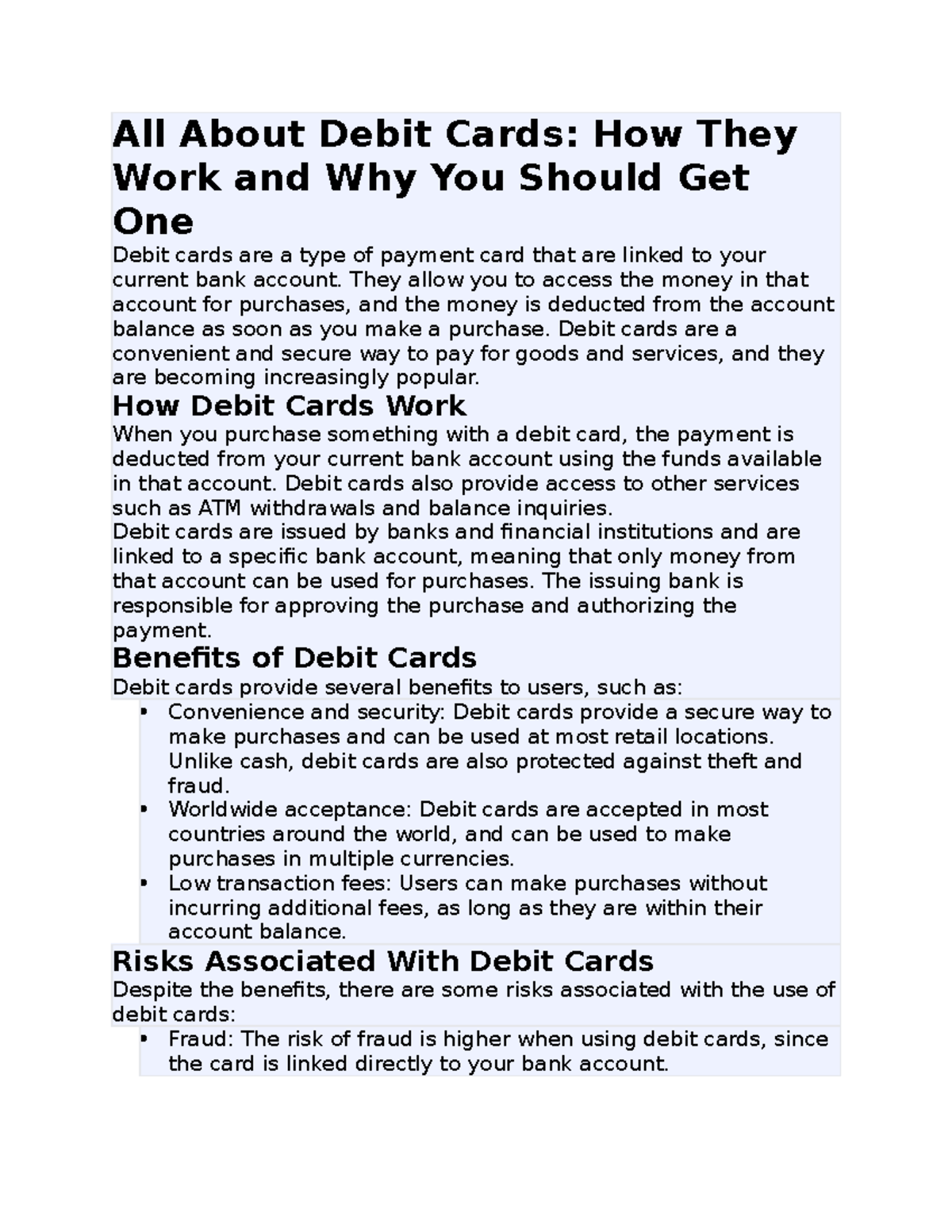 All About Debit Cards - INFORMATIVE - All About Debit Cards: How They ...