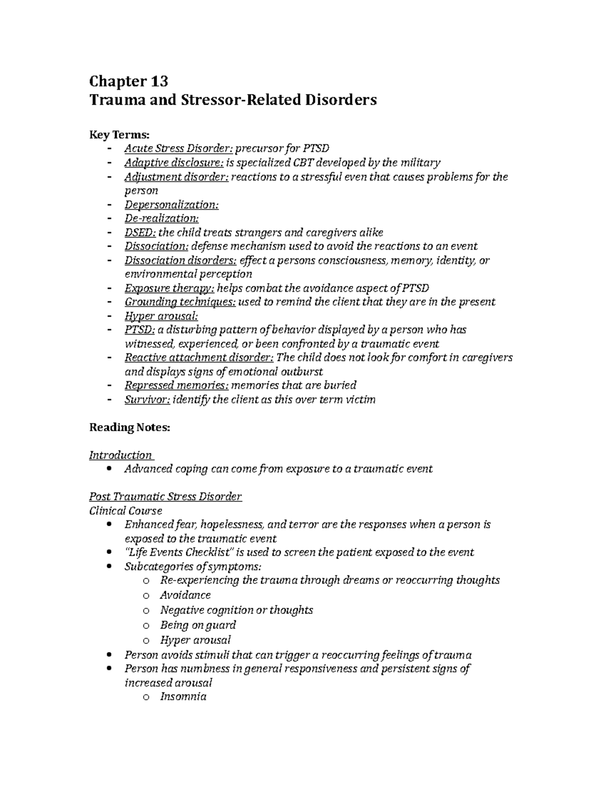 case study chapter 13 trauma and stressor related disorders