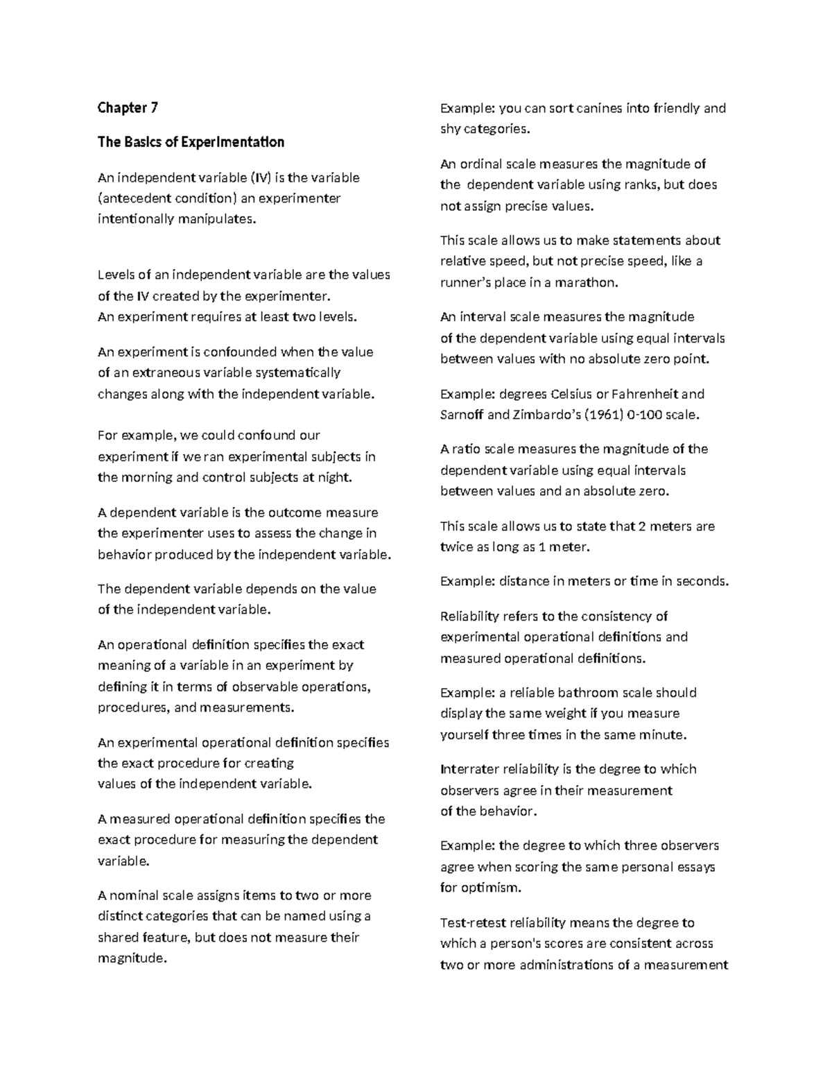 EXP Midterm Reviewer - Chapter 7 The Basics of Experimentation An ...